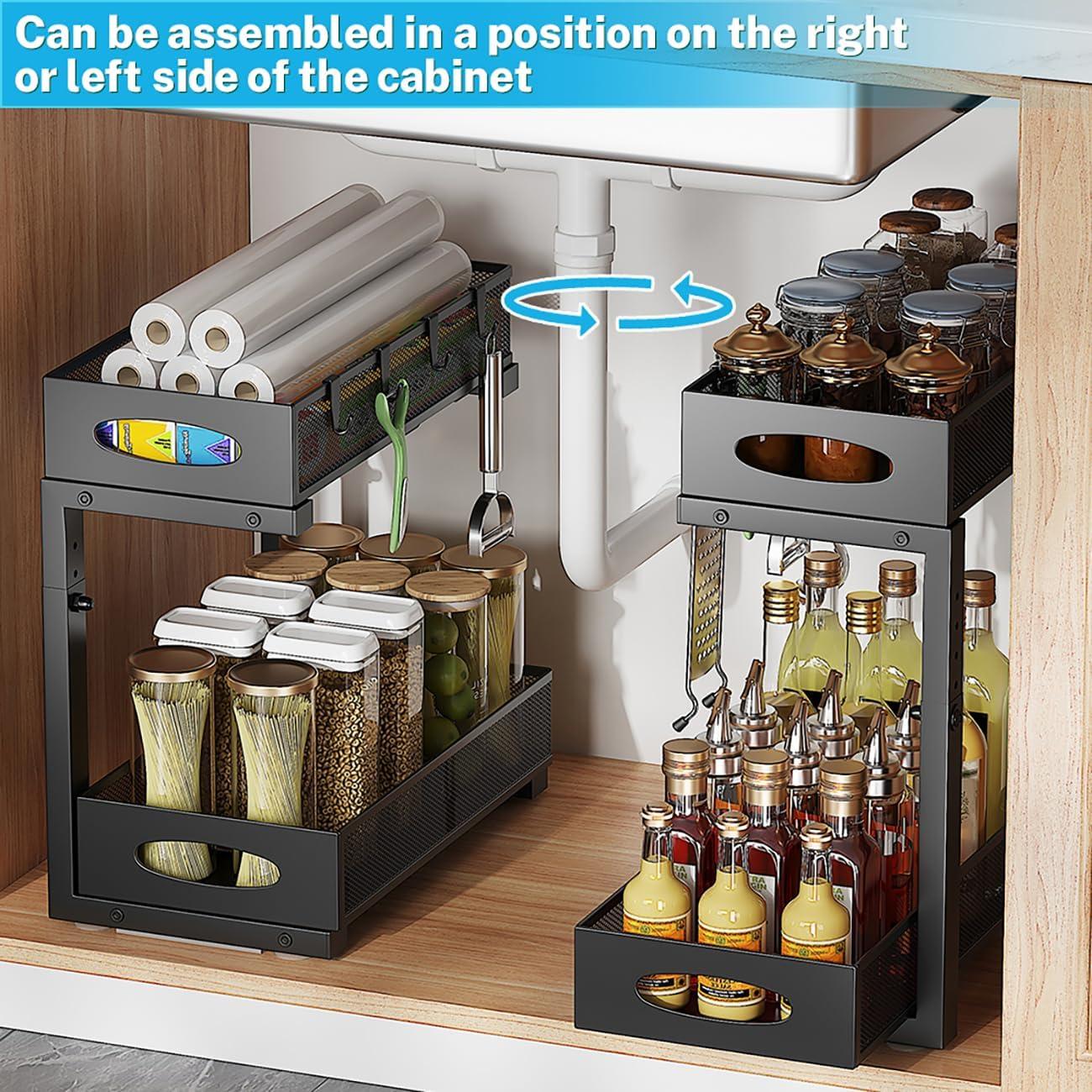 Organizador Bajo Fregadero WROBTLD 2 Niveles Ajustable Negro