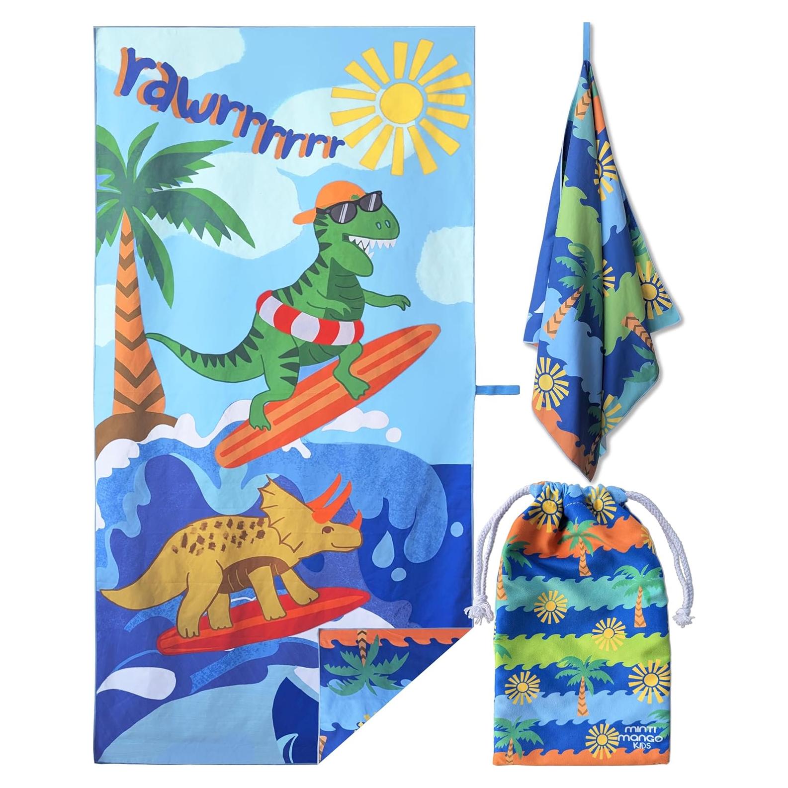 Toalla de Playa Microfibra MintiMango Dinosaurio 152x76cm