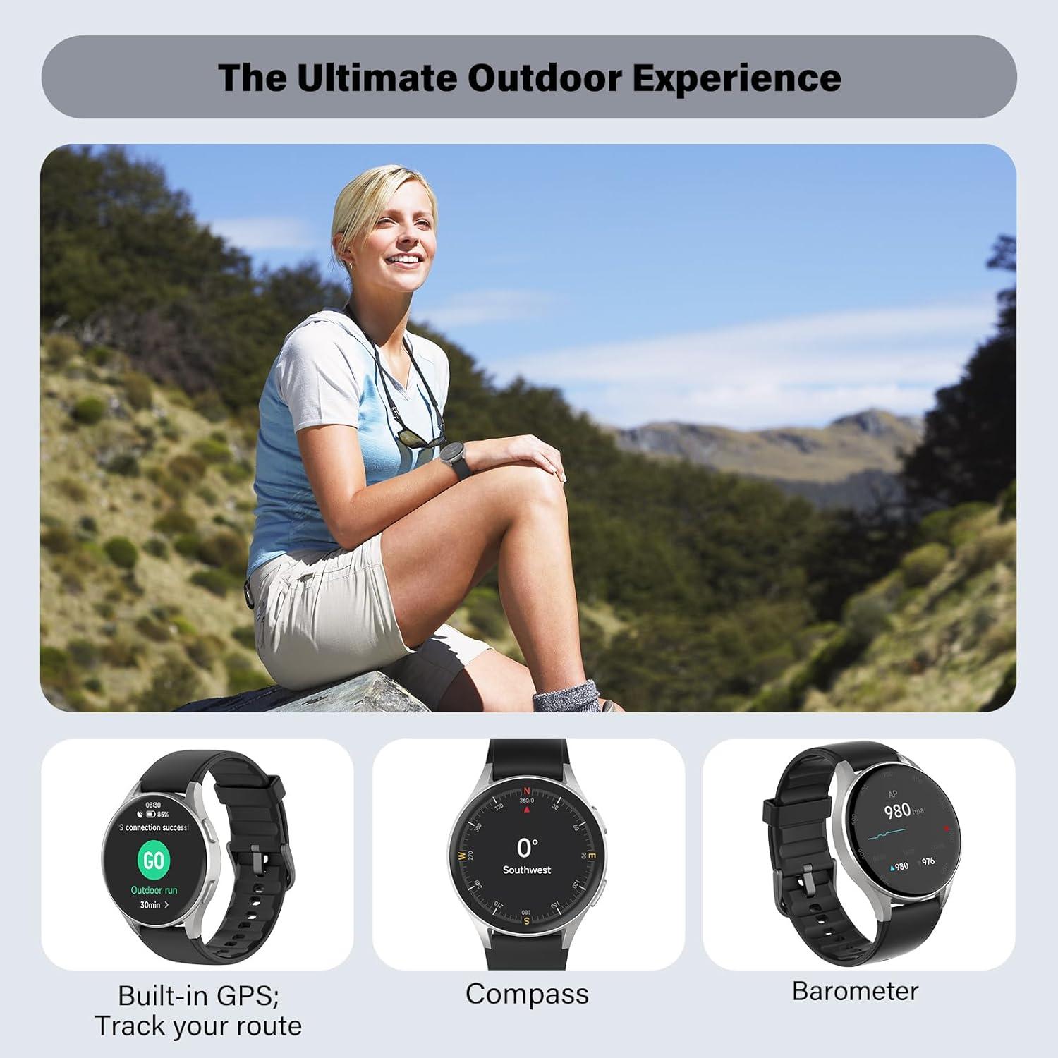 Reloj Inteligente QIPOPC GTX05 Negro 1.32" AMOLED GPS Alexa