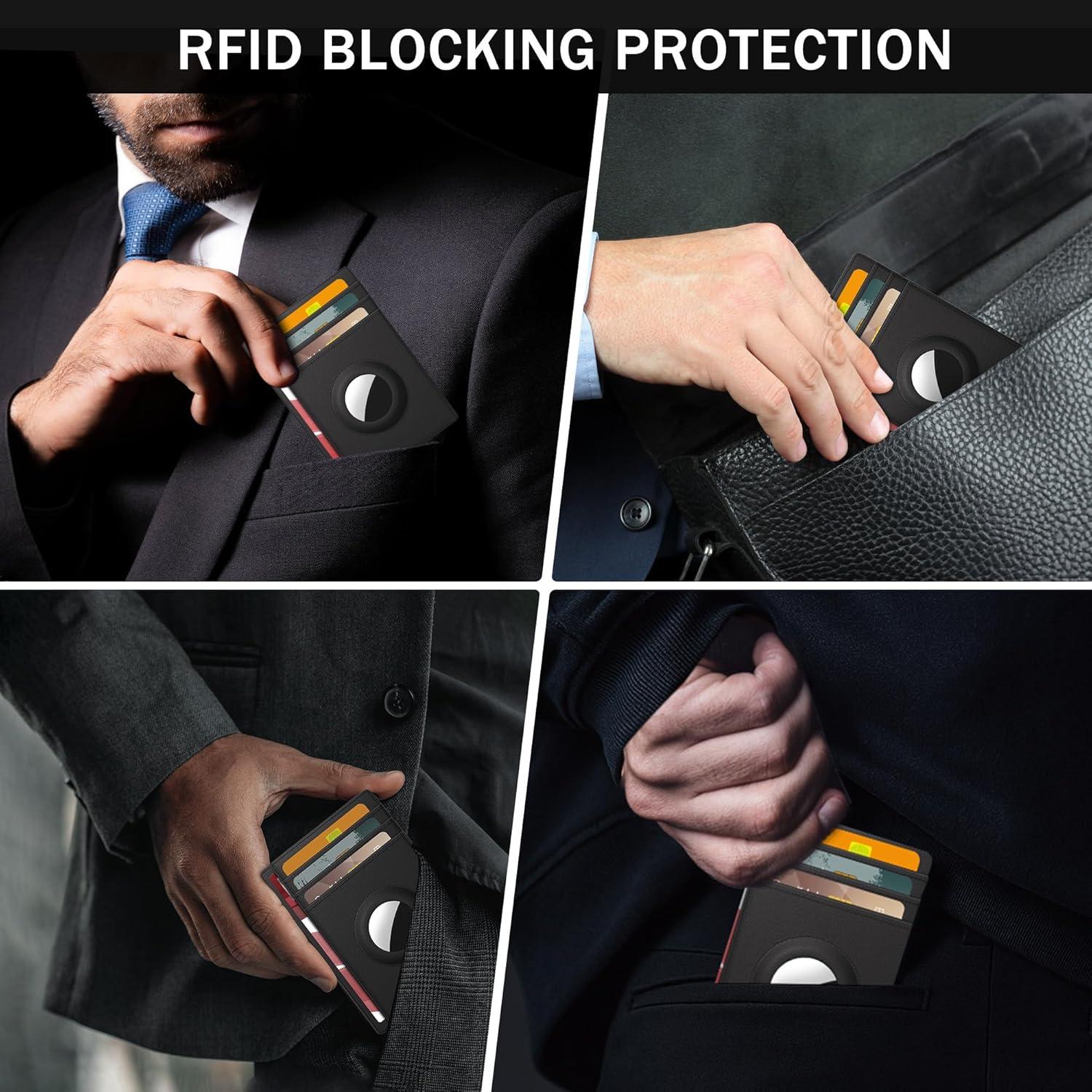 Billetera Hawanik de cuero con soporte para AirTag y bloqueo RFID