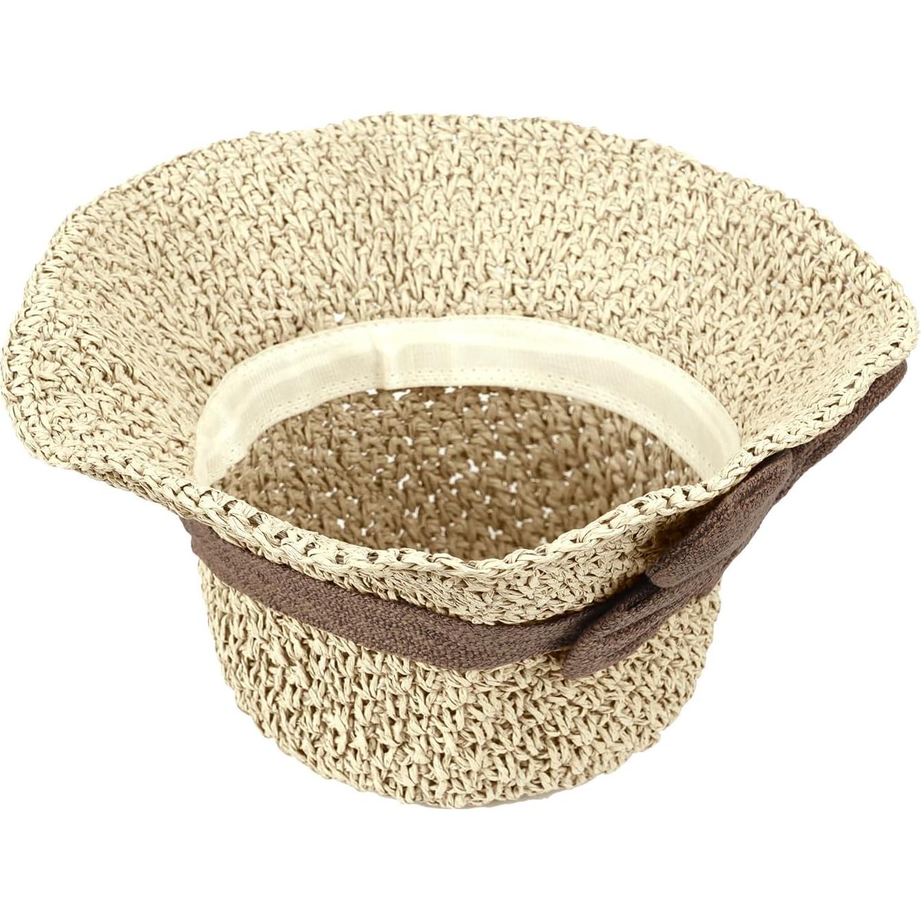 Sombrero de Paja Plegable para Mujer UPF 50+ Beige