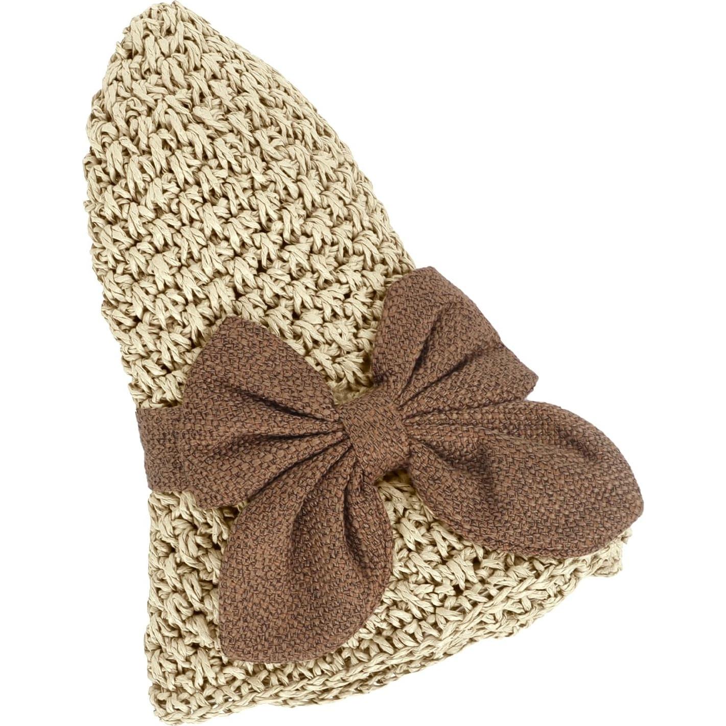 Sombrero de Paja Plegable para Mujer UPF 50+ Beige
