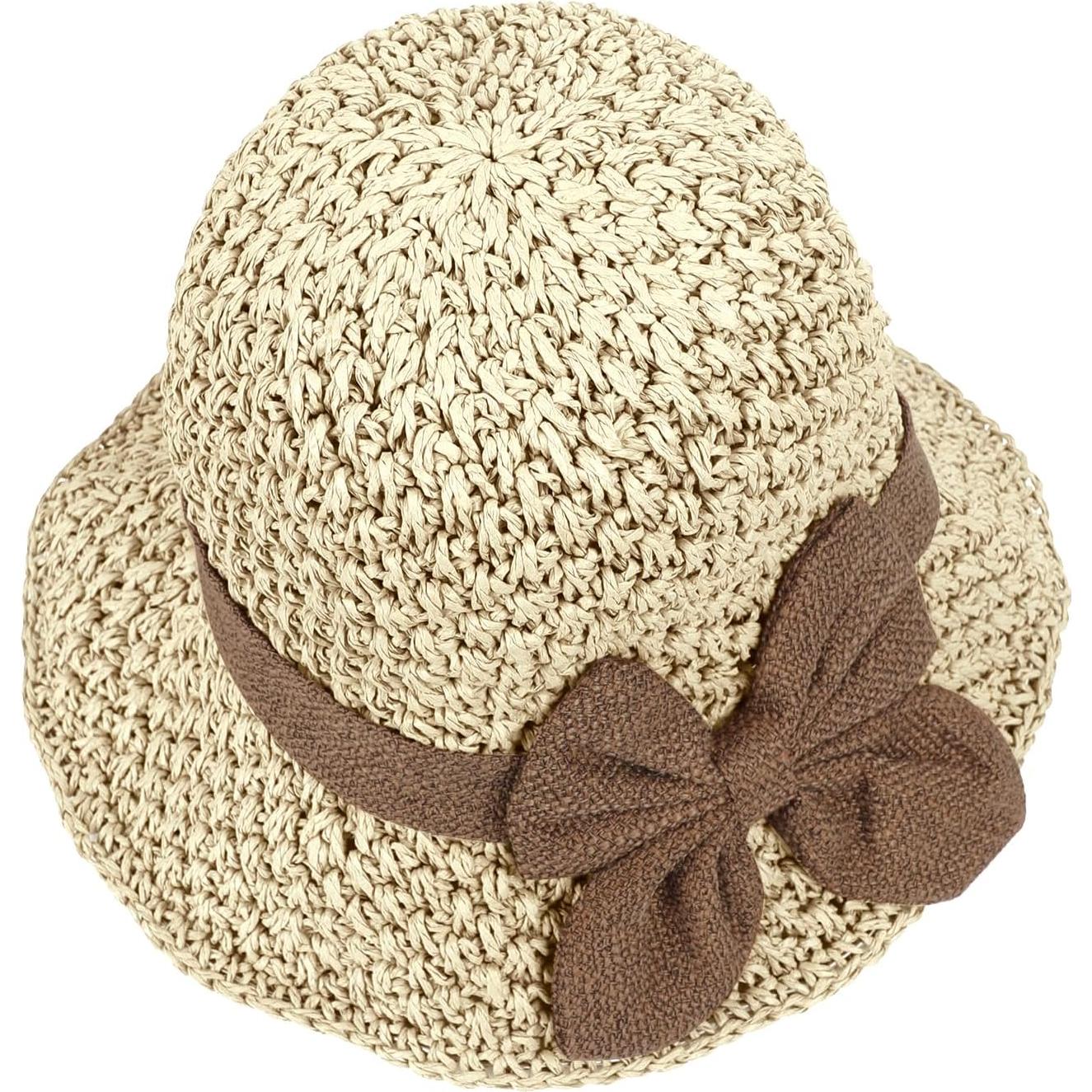 Sombrero de Paja Plegable para Mujer UPF 50+ Beige