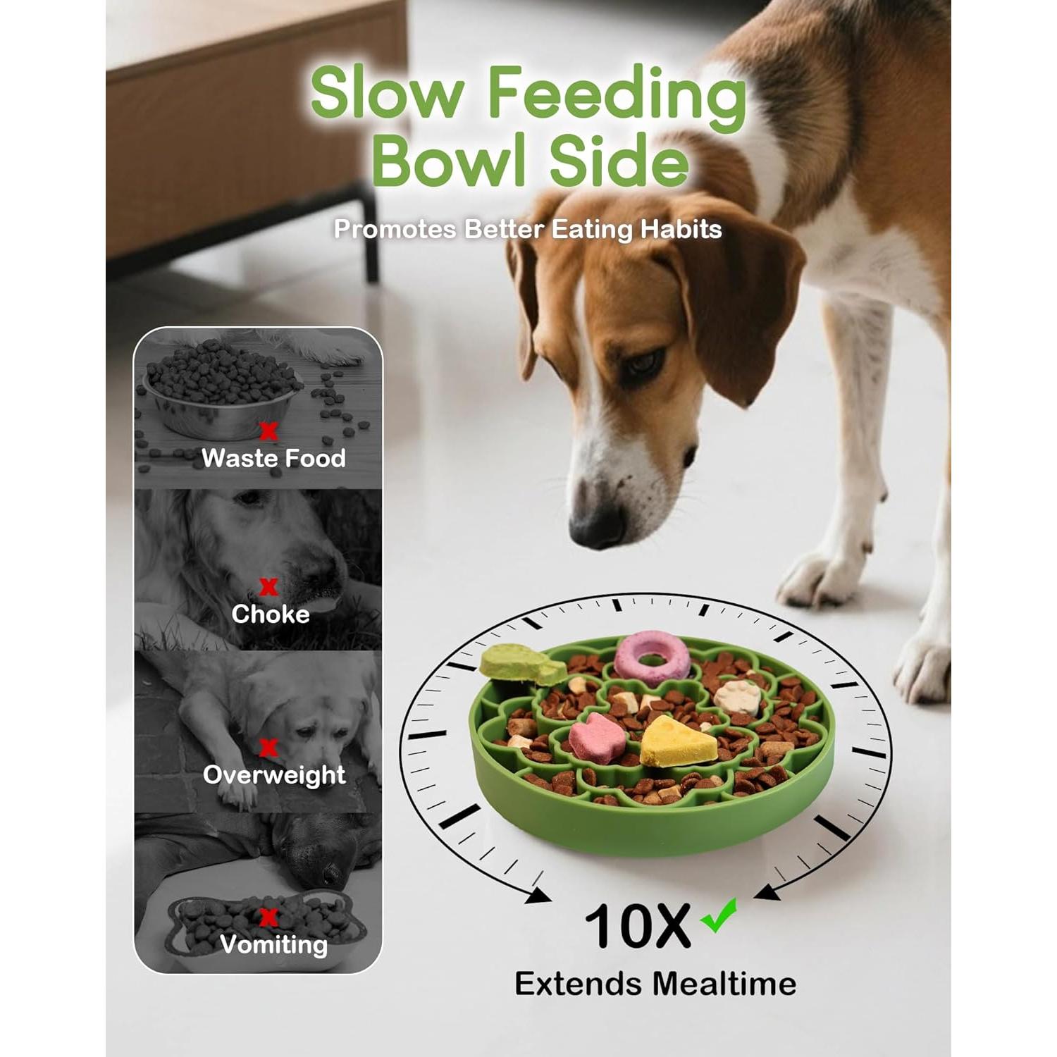 Cuenco de Alimentación Lenta para Perros Nasebila Verde 21.1cm