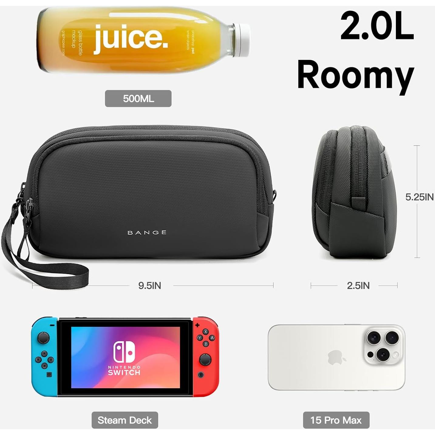 Organizador de Viaje BANGE Negro para Electrónicos Impermeable