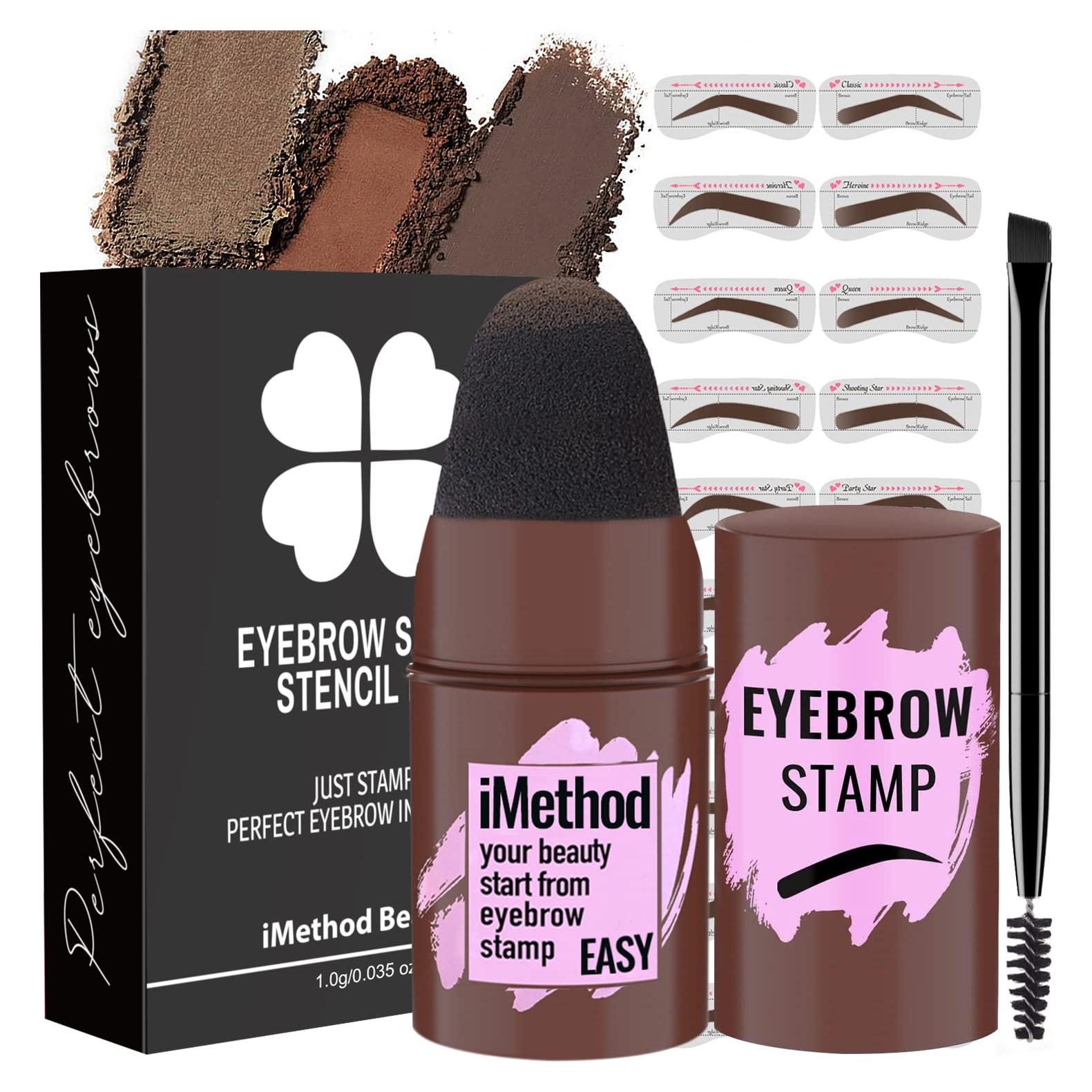 Kit de Sello de Cejas iMethod - Plantillas Reutilizables Marrón Oscuro