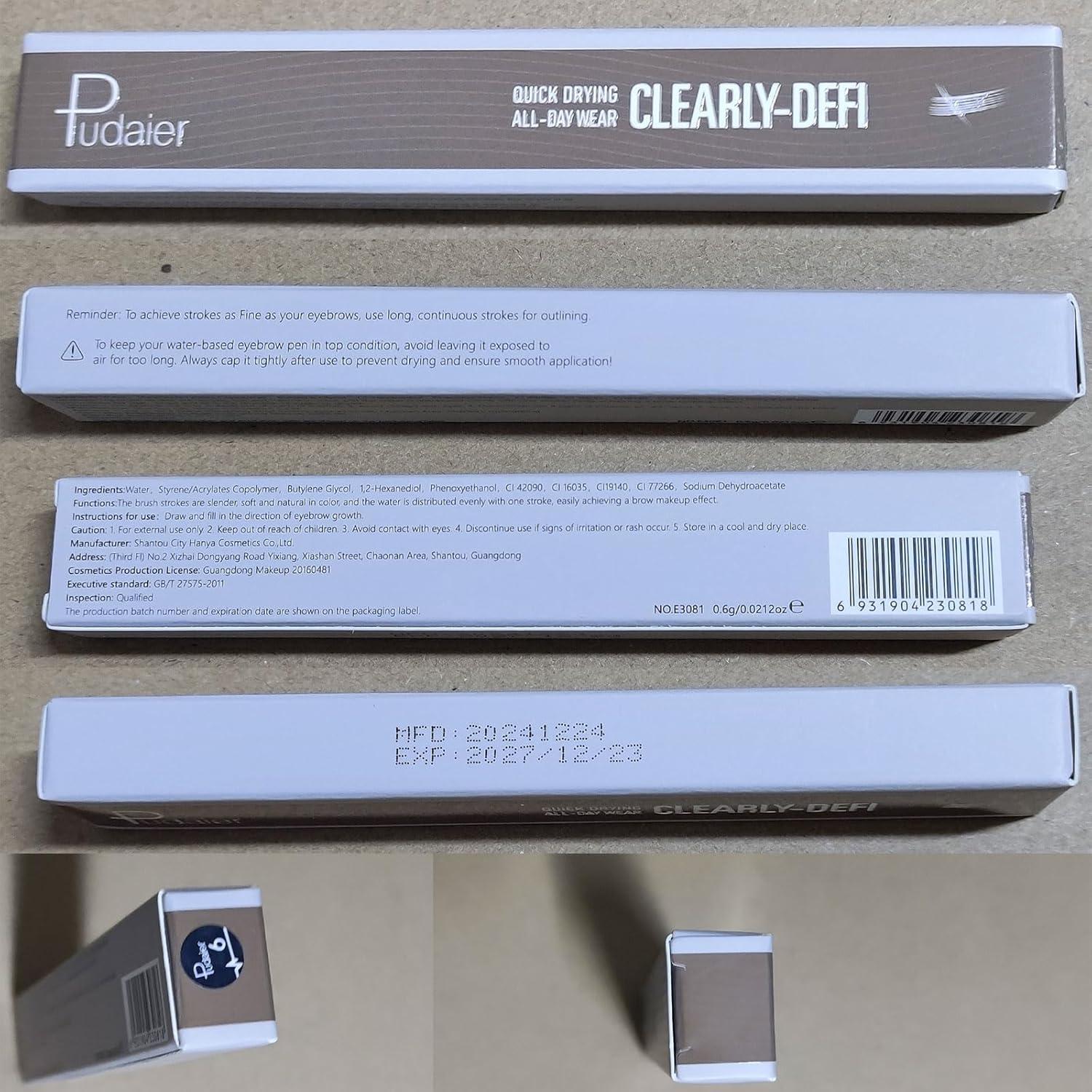 Lápiz de Cejas Microblading Pudaier 01-Negro Natural Impermeable