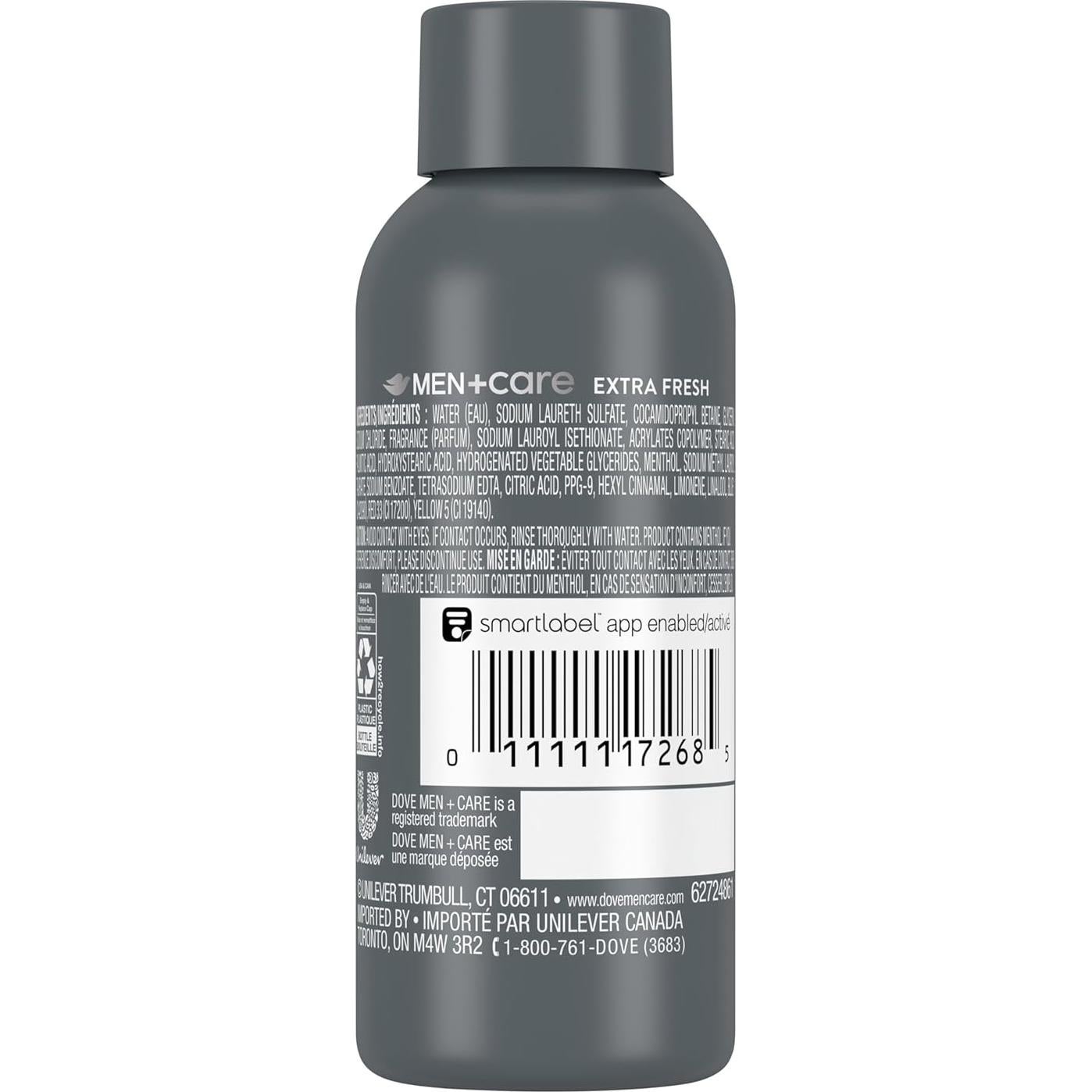 DOVE MEN + CARE Refreshing Extra Fresh with 24-Hour Nourishing Micromoisture Technology Body Wash for Men 3 oz