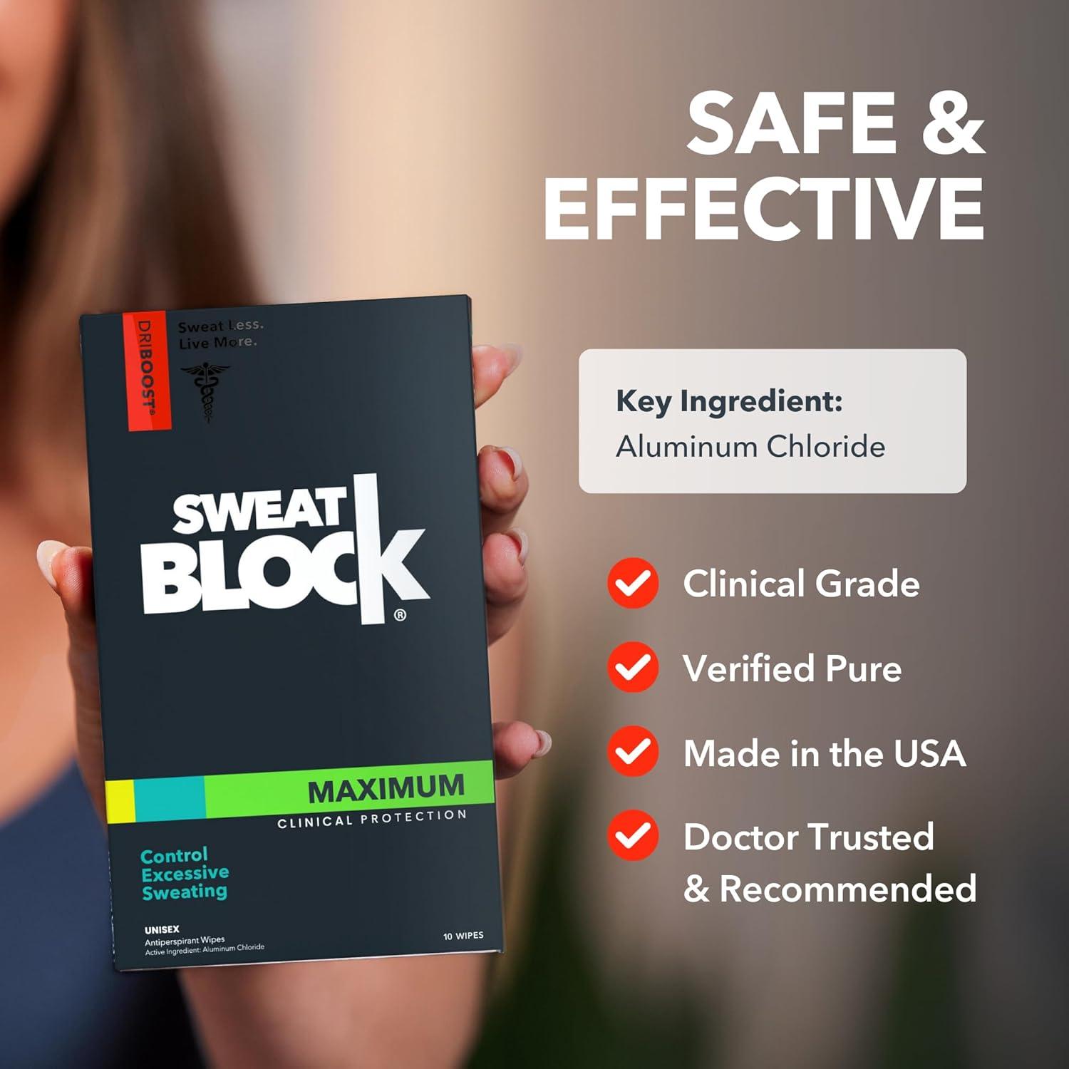 Toallitas Antitranspirantes SweatBlock 10 Unidades para Hombres y Mujeres