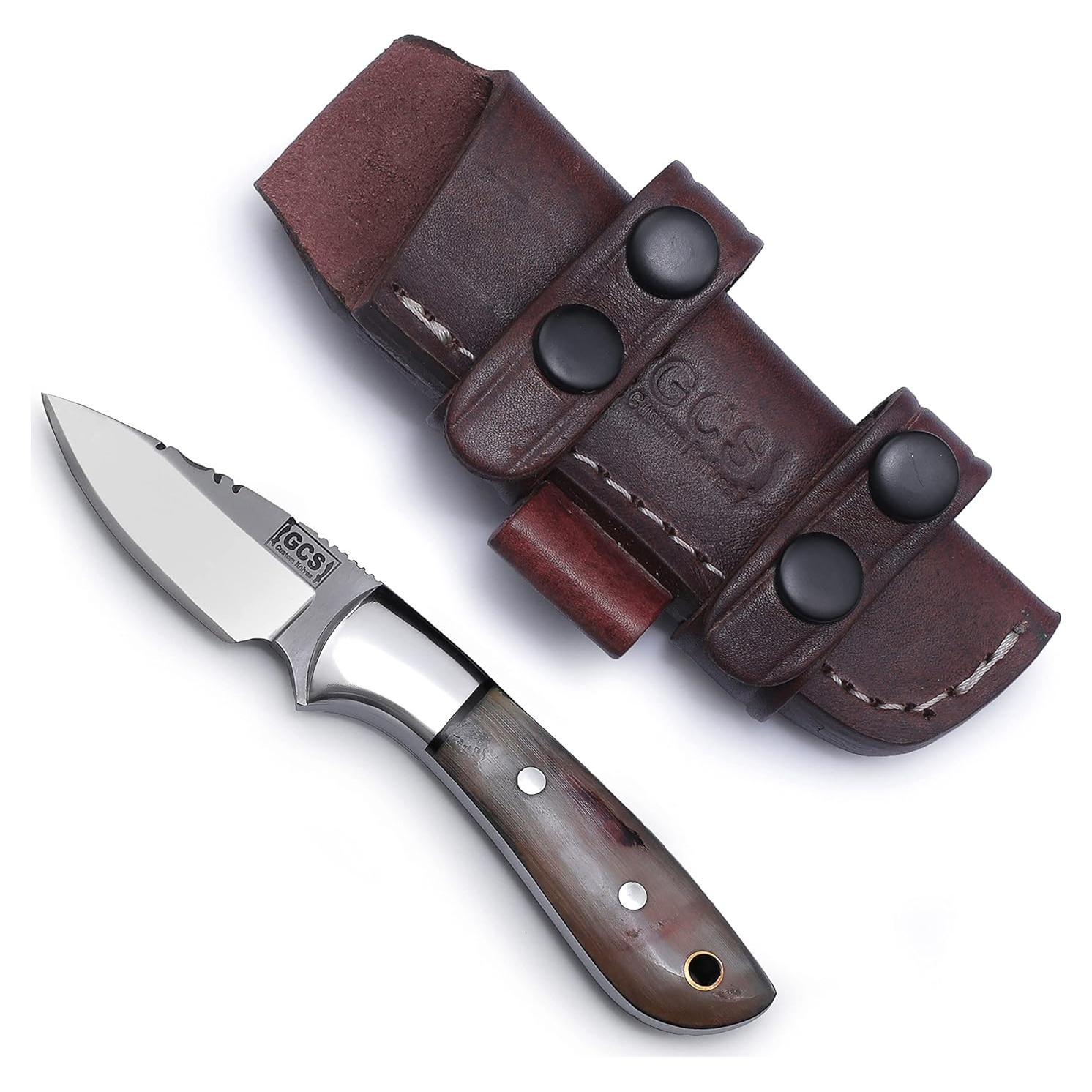 Cuchillo táctico GCS 235 de acero D2 con mango de cuerno