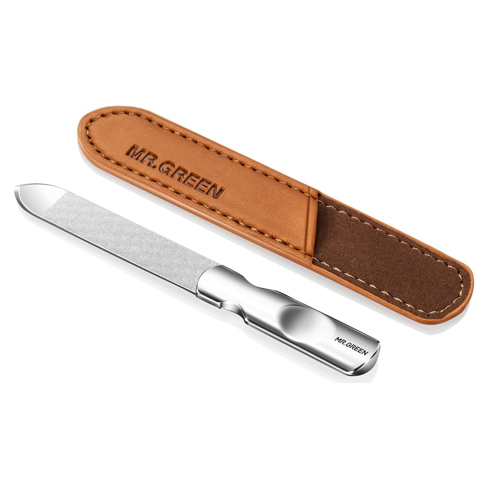 Lima de Uñas MR.GREEN Acero Inoxidable Doble Cara con Funda