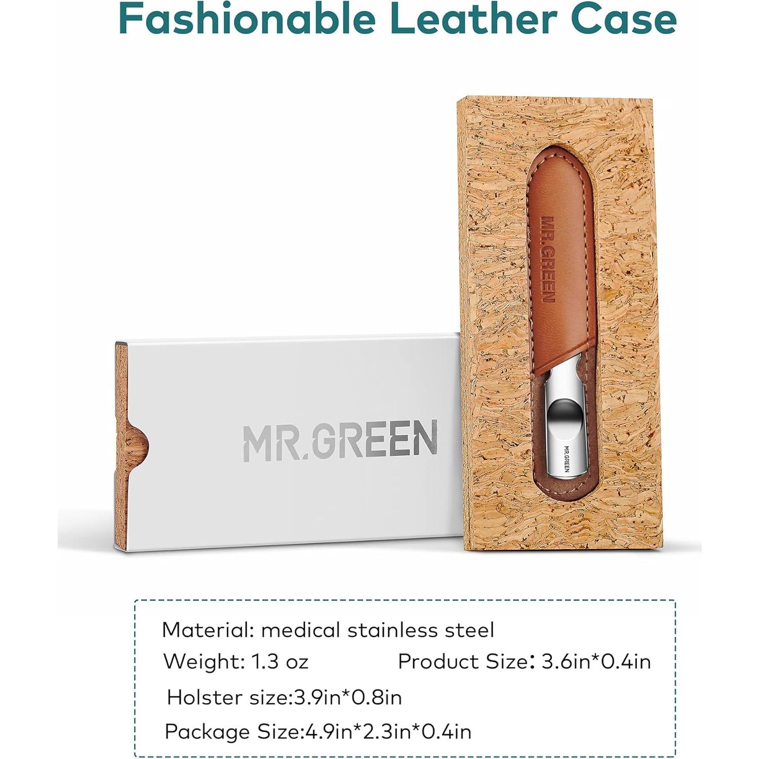 Lima de Uñas MR.GREEN Acero Inoxidable Doble Cara con Funda