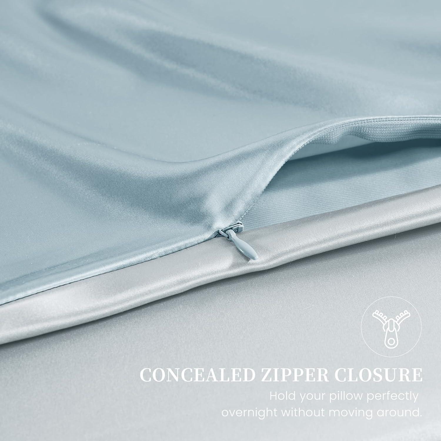 Funda de Almohada de Seda de Morera THXSILK Estándar Azul - Juego de 2