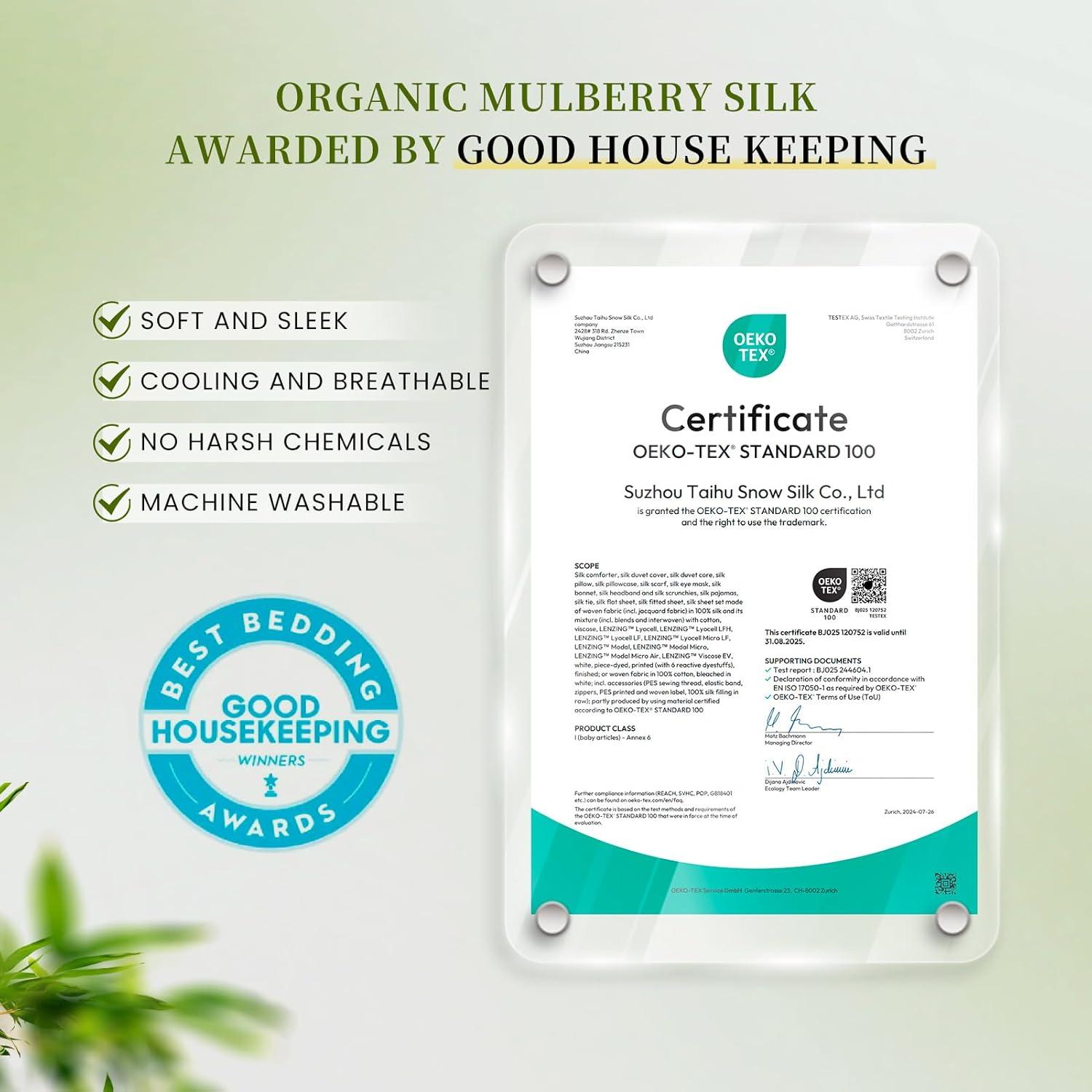 Funda de Almohada de Seda de Morera THXSILK Estándar Azul - Juego de 2