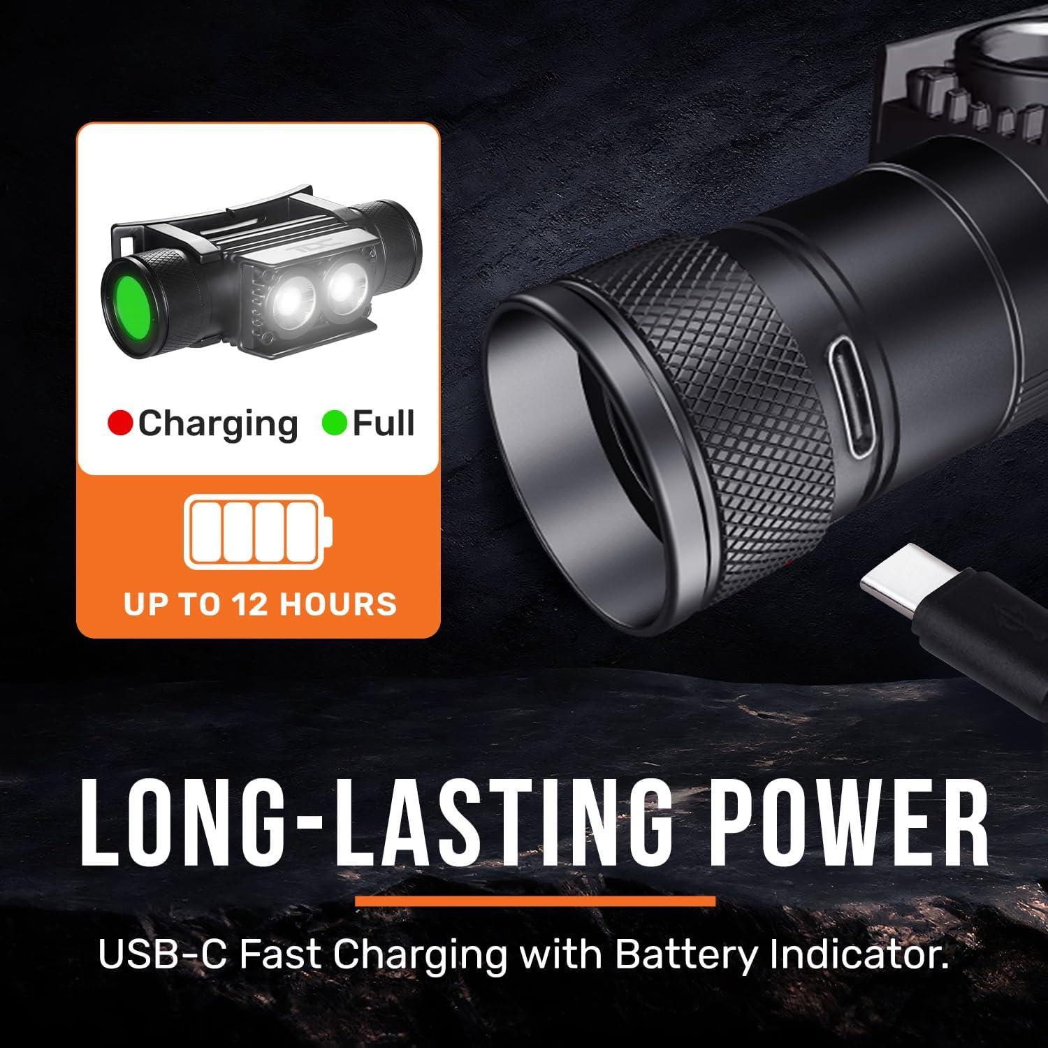 Linterna Frontal TDC VX2 1000 Lúmenes Recargable USB-C