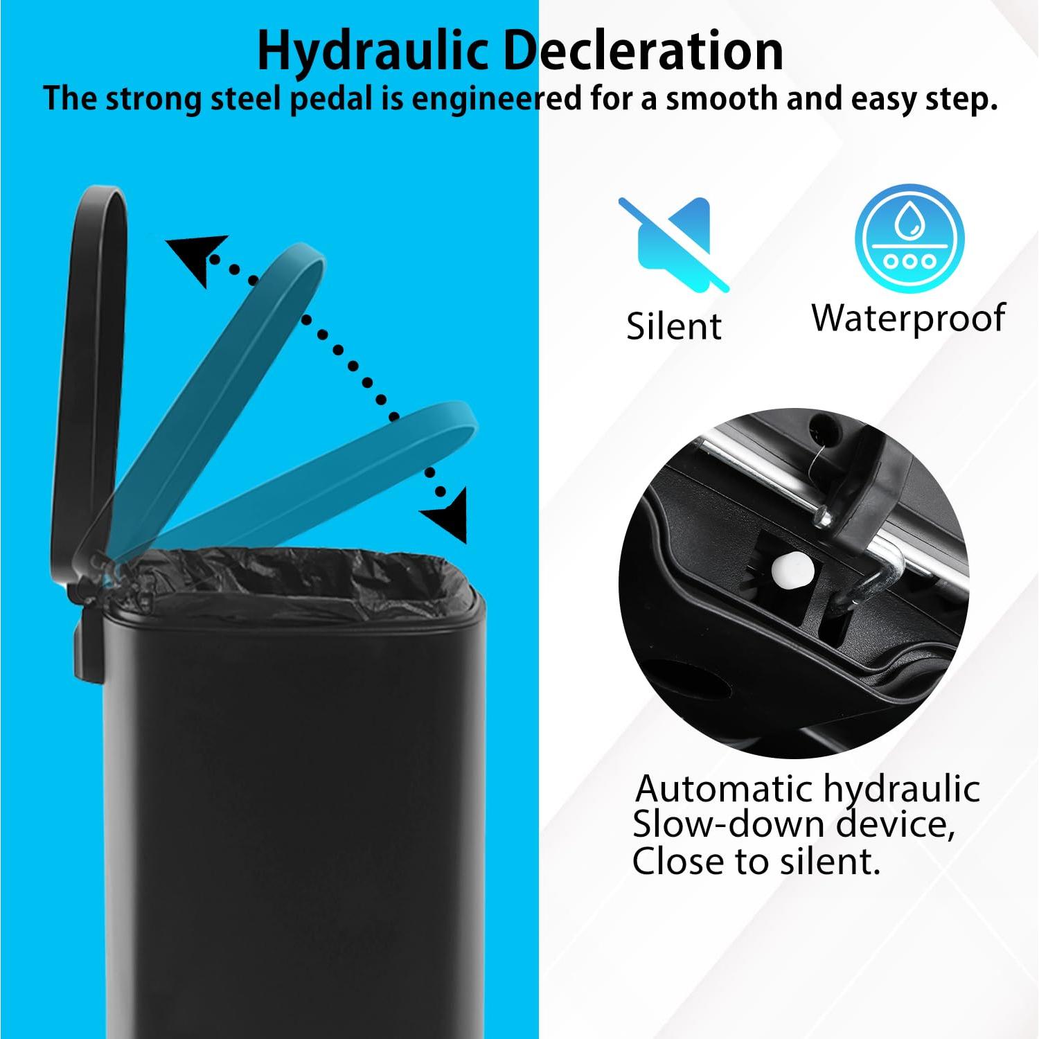 Cubo de Basura de Acero Inoxidable PayLessHere 49L con Tapa