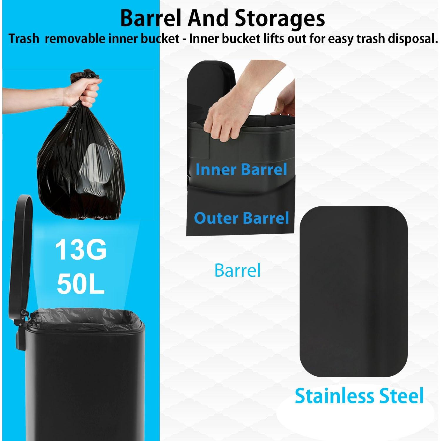 Cubo de Basura de Acero Inoxidable PayLessHere 49L con Tapa