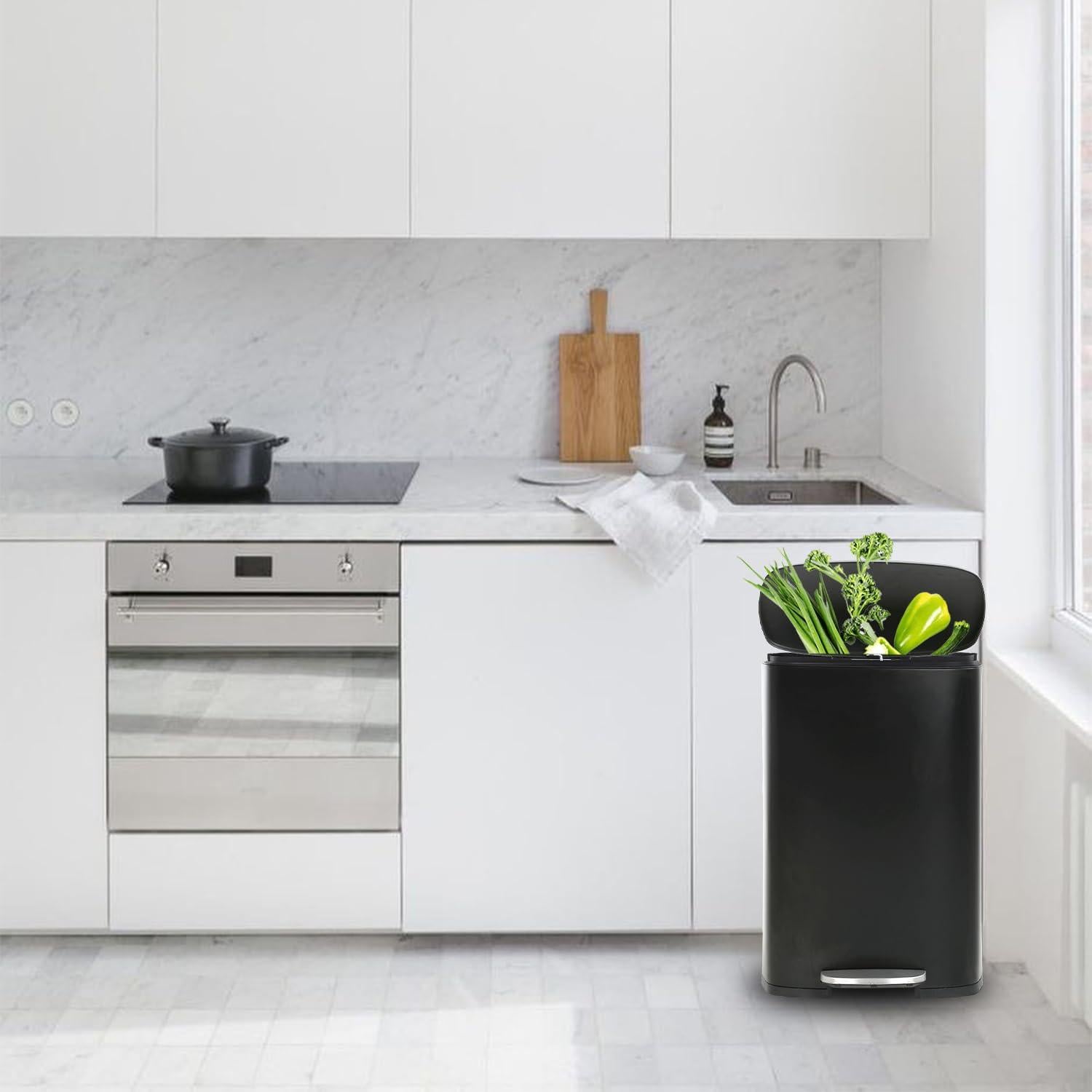 Cubo de Basura de Acero Inoxidable PayLessHere 49L con Tapa