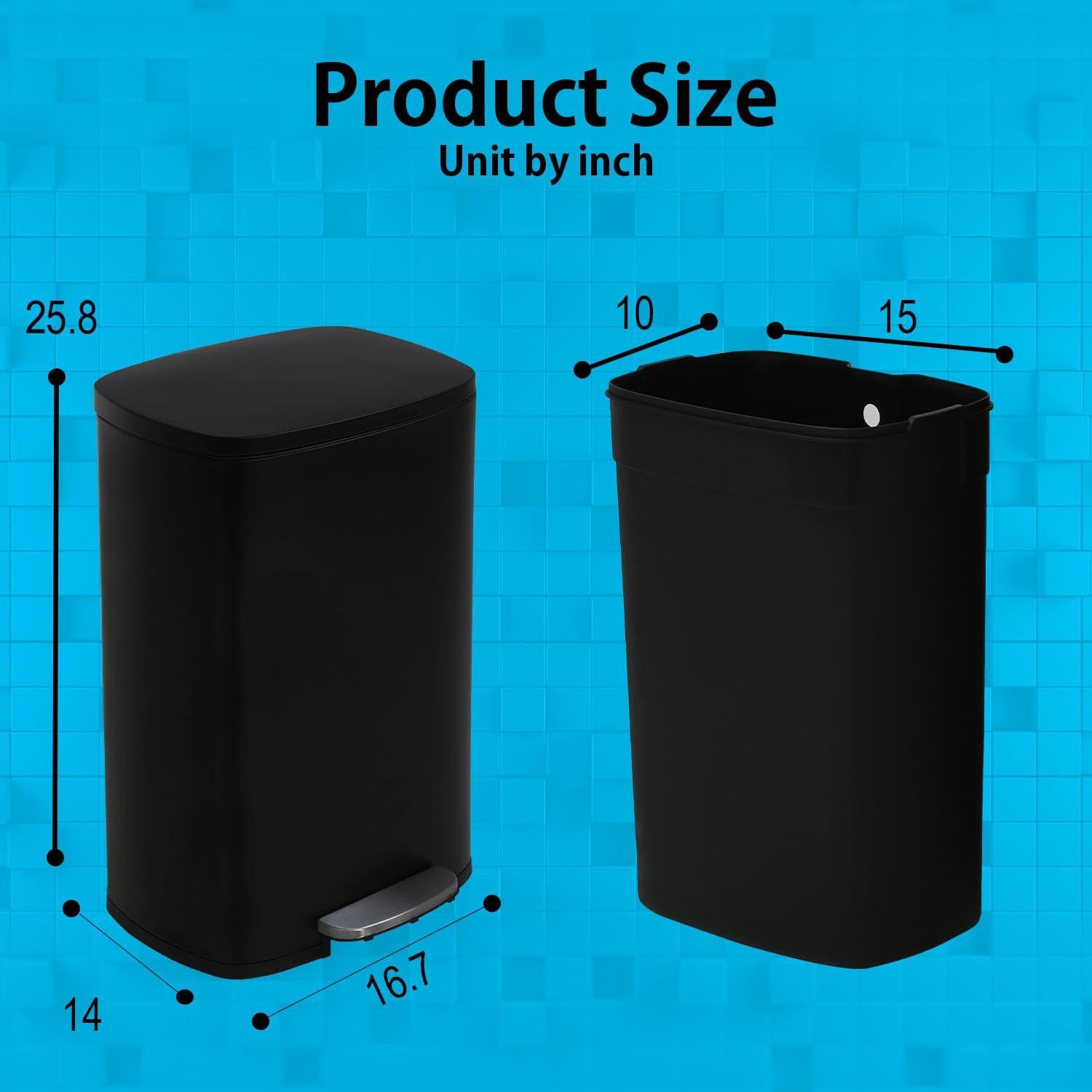 Cubo de Basura de Acero Inoxidable PayLessHere 49L con Tapa