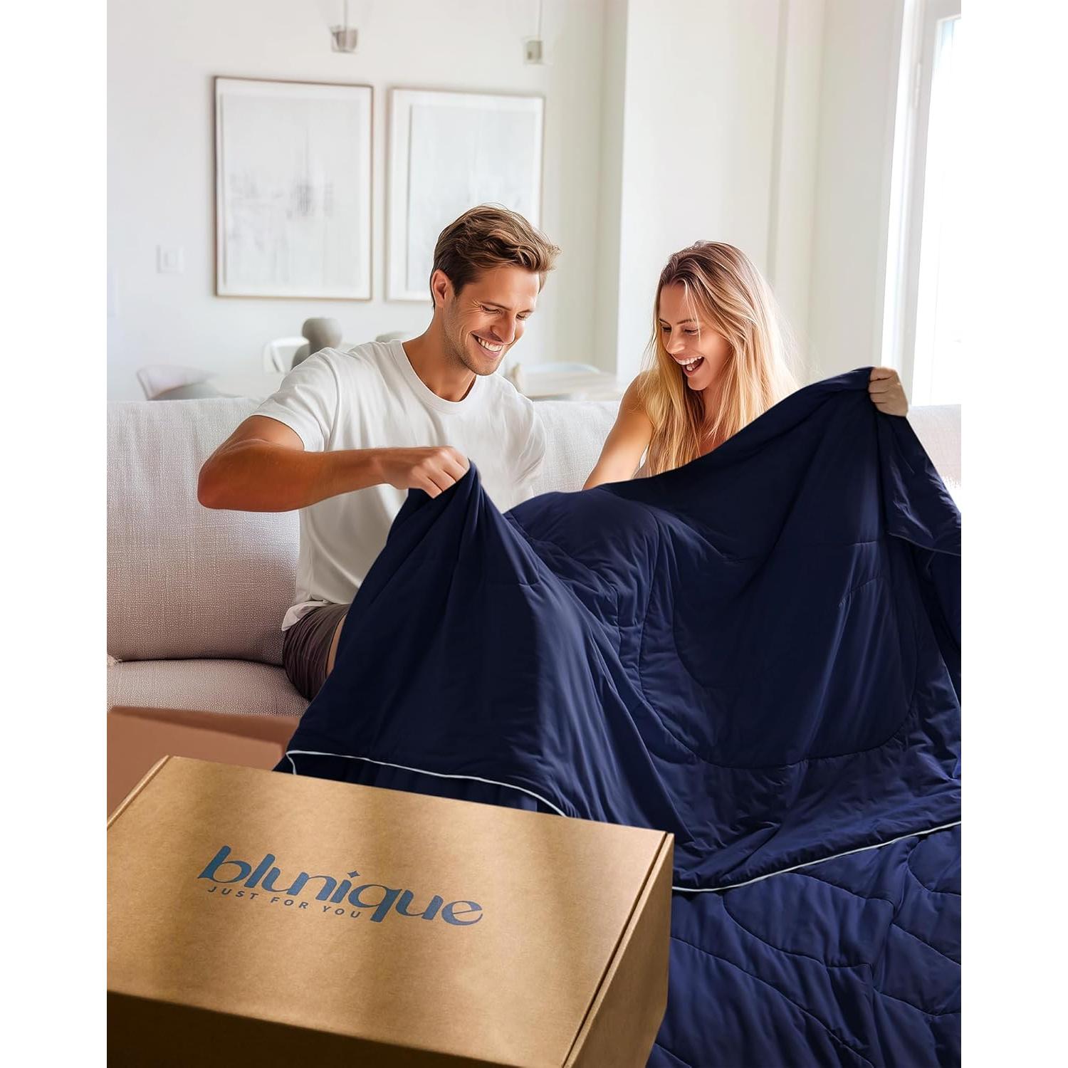 Edredón Refrigerante Individual blunique 152.4x228.6cm Azul