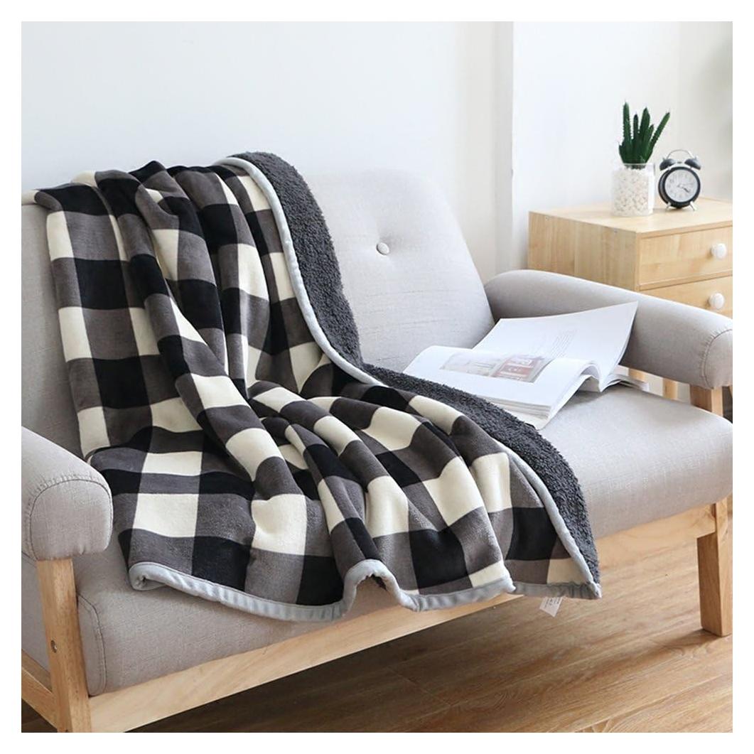 Manta de lanzamiento UKELER 127x152cm Cuadro Negro/Blanco