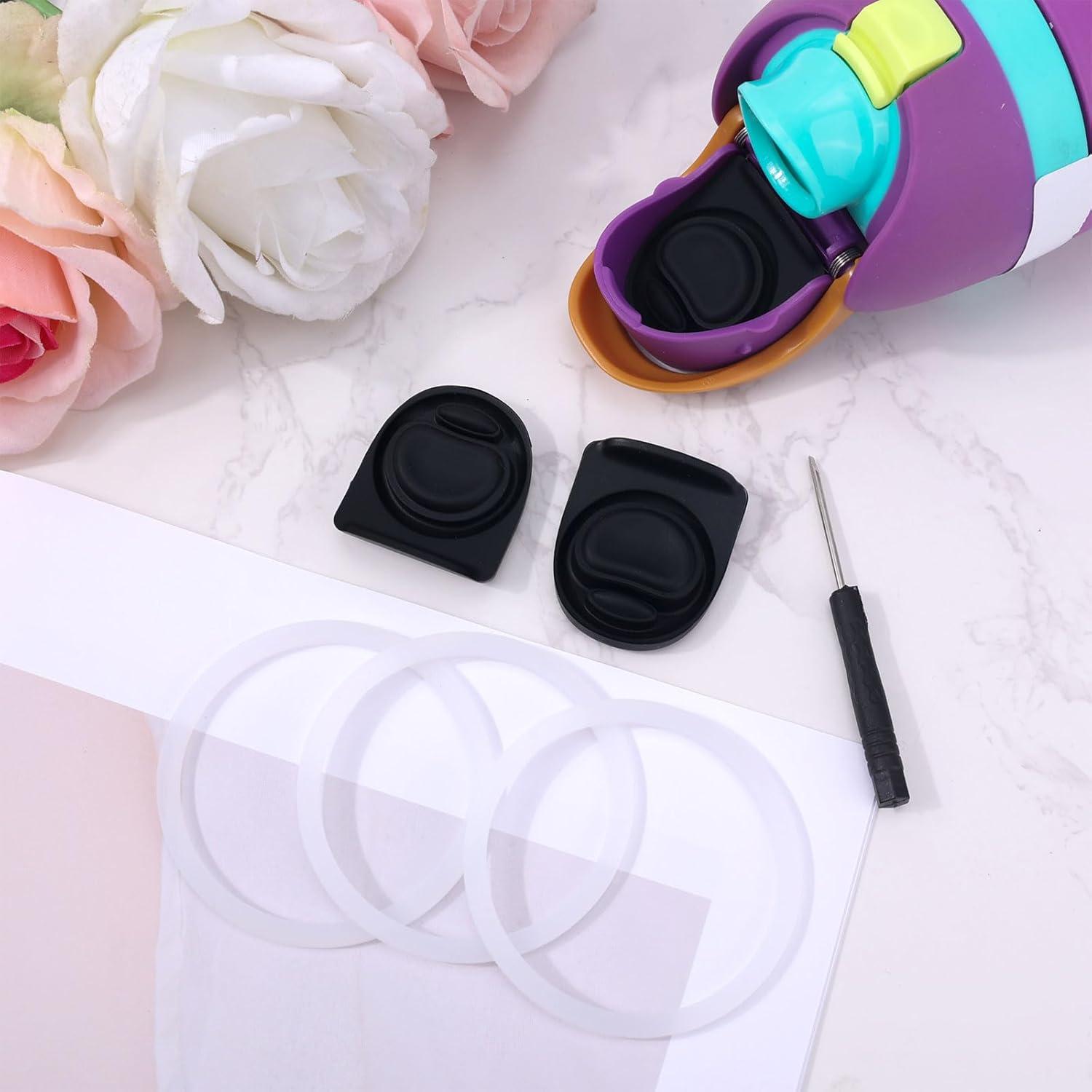 Kit 3 Tapones y 3 Anillos de Silicona BOXOB para Botellas Owala