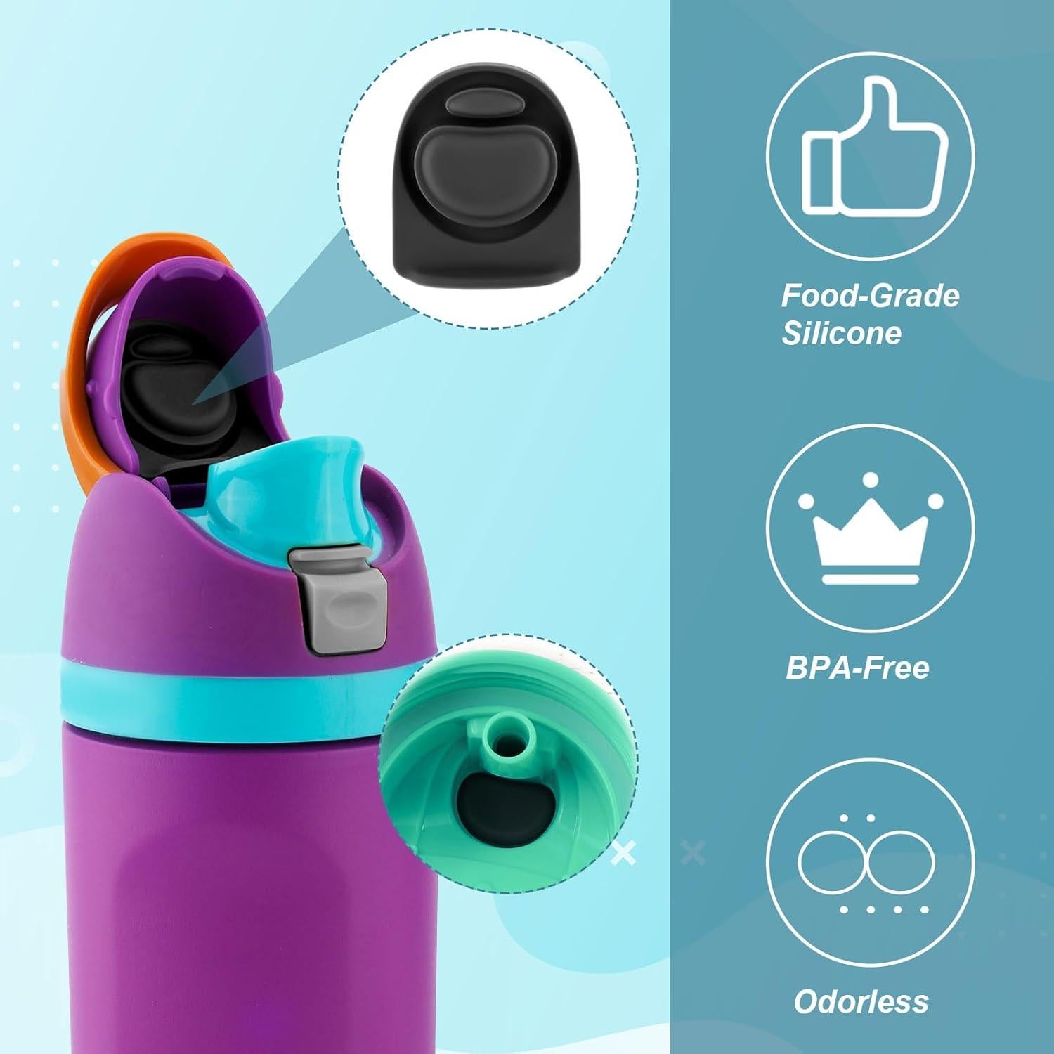 Kit 3 Tapones y 3 Anillos de Silicona BOXOB para Botellas Owala