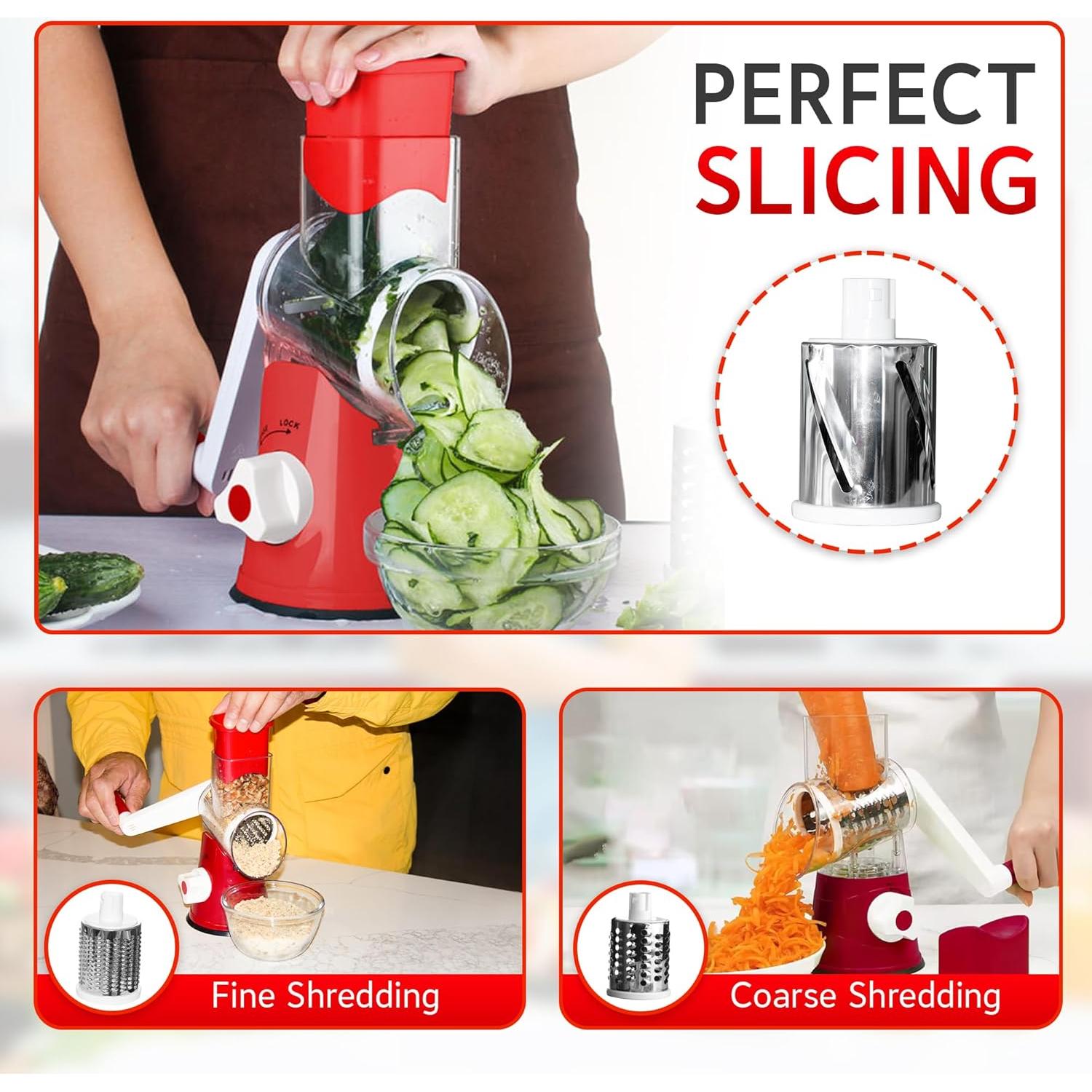 Rallador de Queso Hearthly de Manivela con 3 Cuchillas