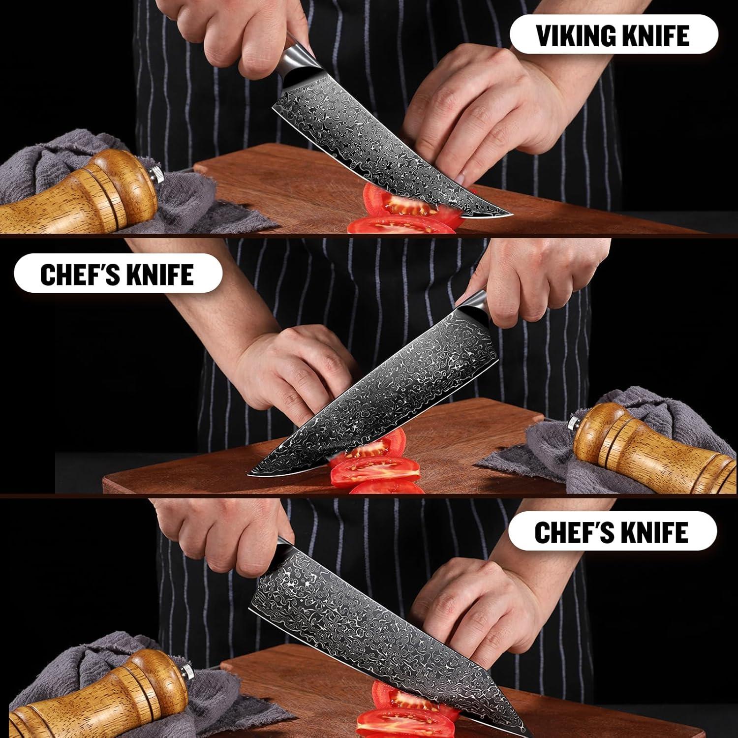 Juego de cuchillos de Damasco Freelander 3 en 1 21.6 cm