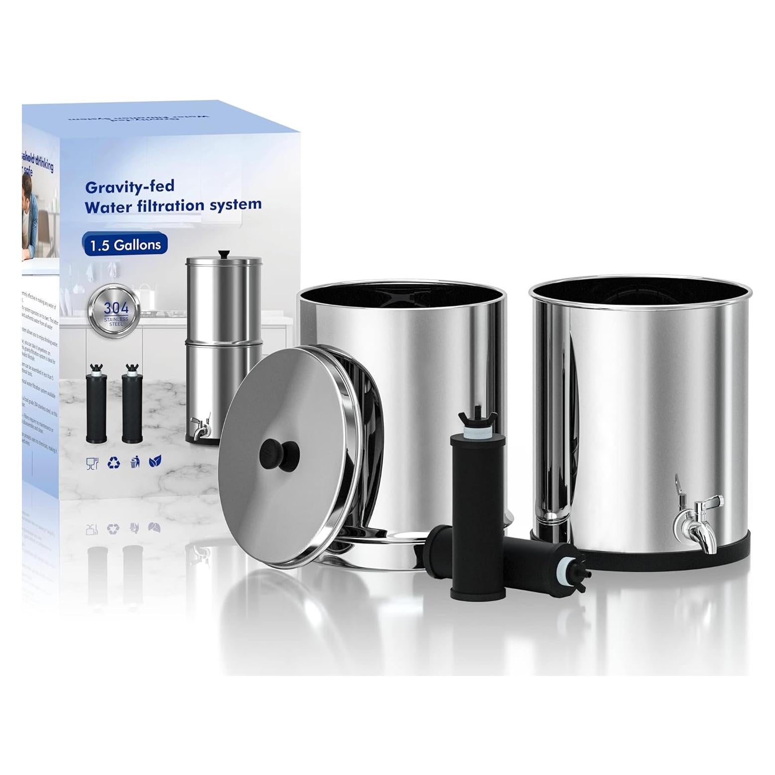 Sistema de filtración de agua Purewell 5.68L acero inoxidable