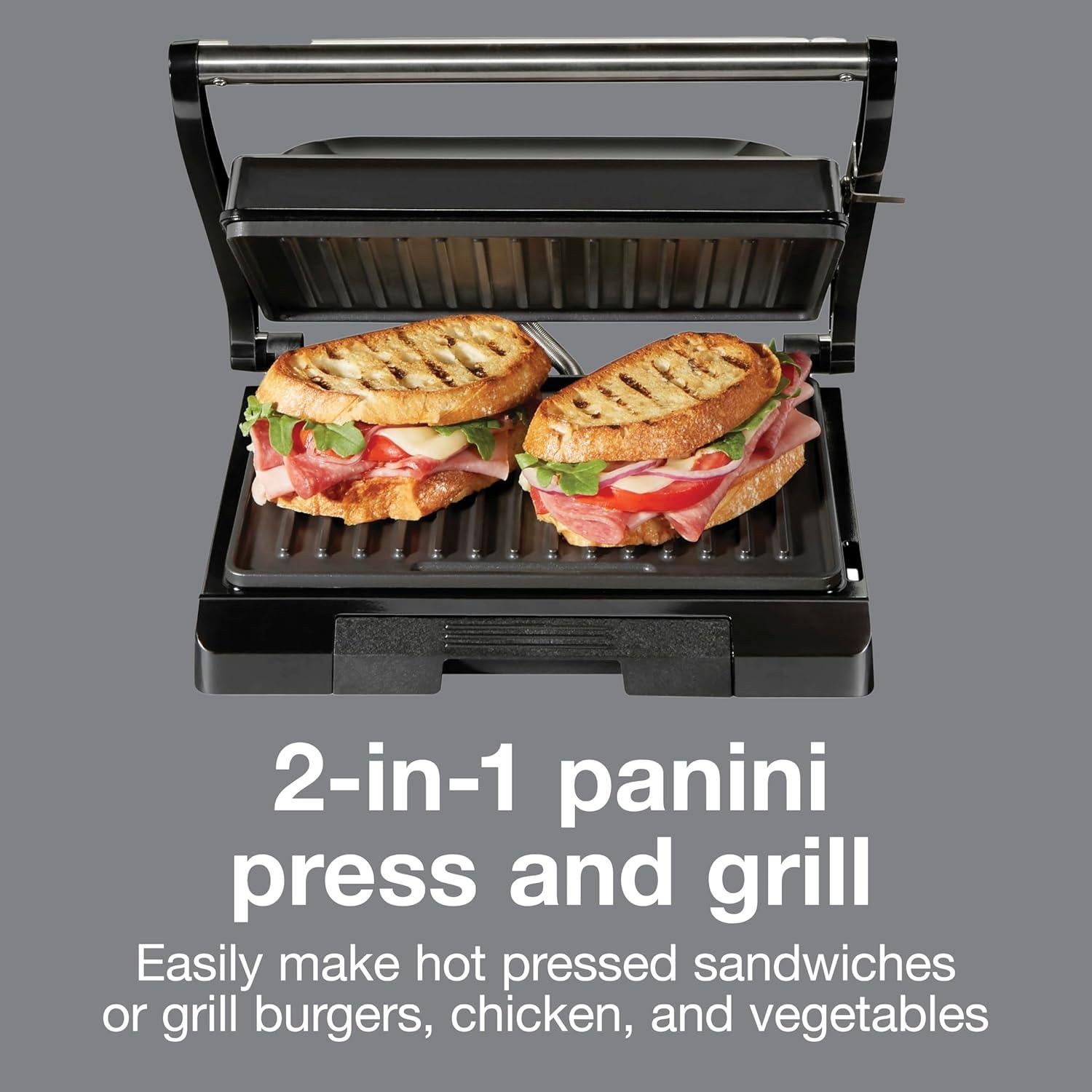 Prensa Panini y Grill Proctor Silex 1000W Compacto Negro