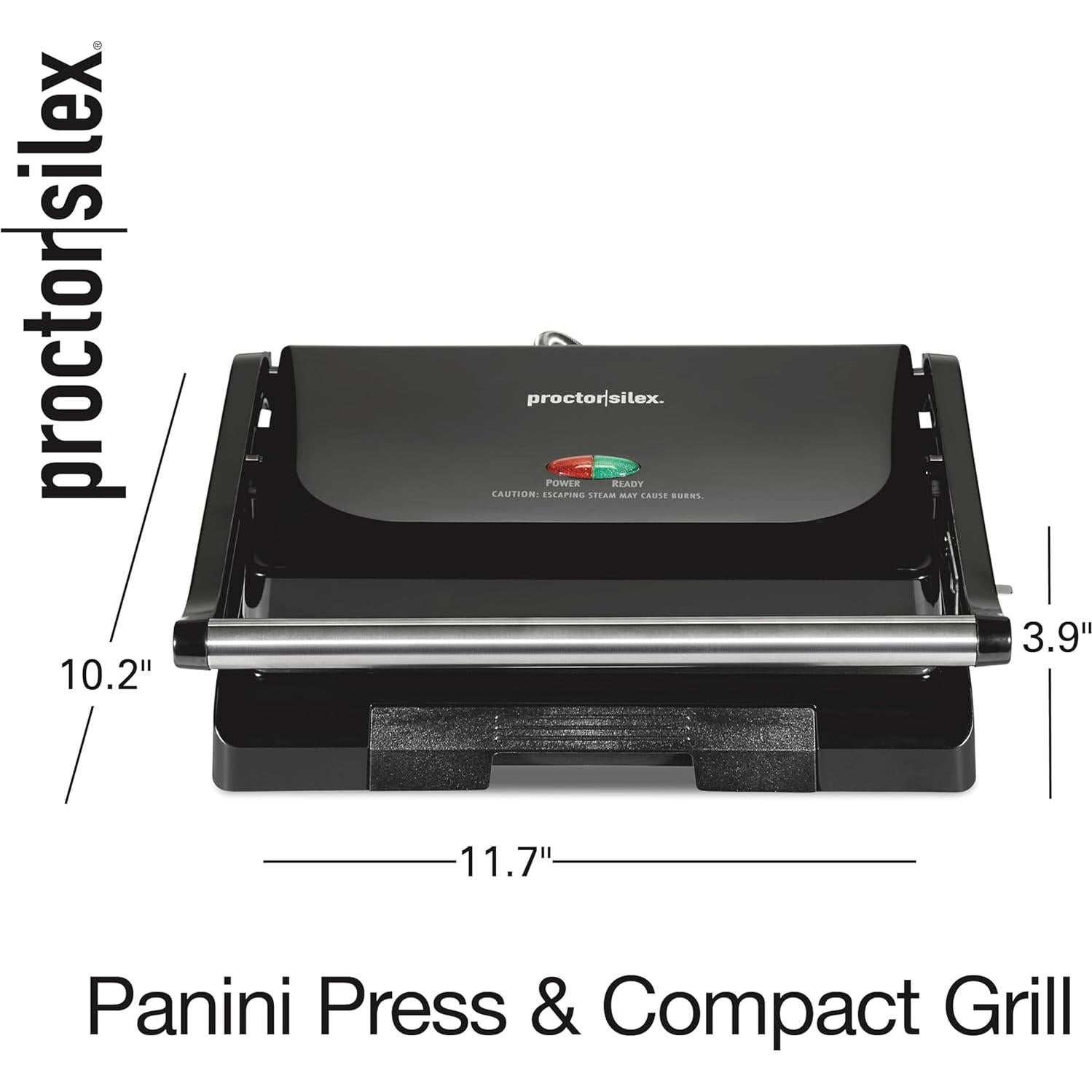 Prensa Panini y Grill Proctor Silex 1000W Compacto Negro