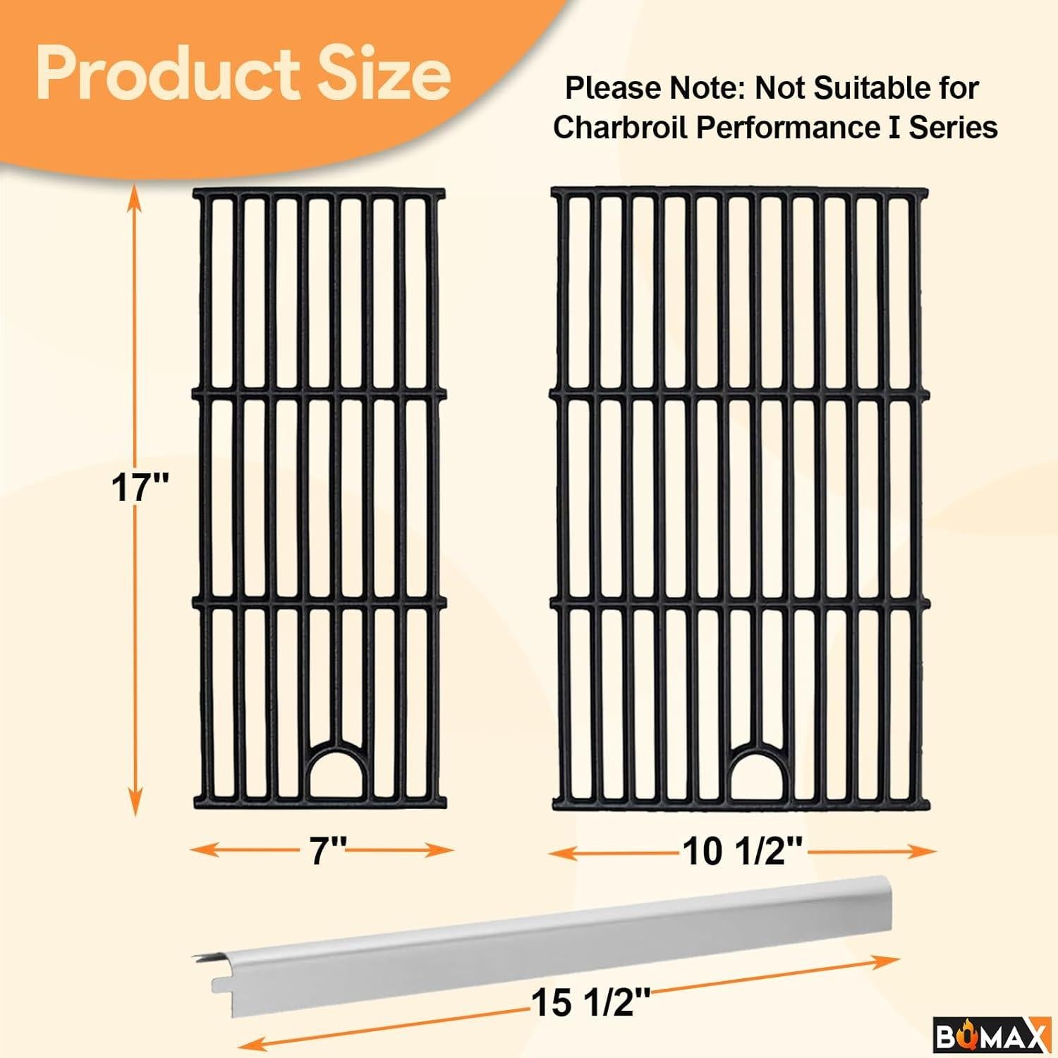 Rejilla de Parrilla y Placa de Calor BQMAX para Charbroil 2 Quemadores