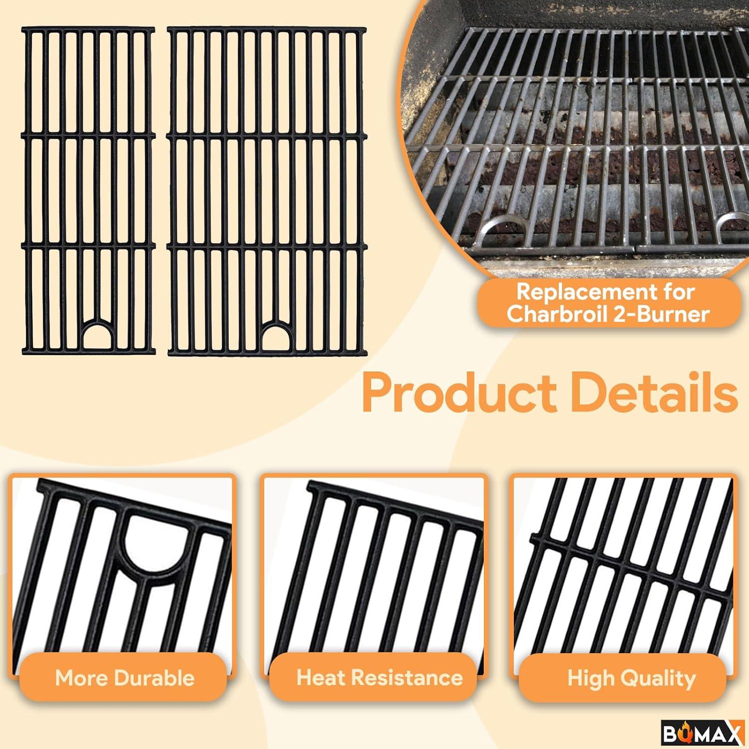 Rejilla de Parrilla y Placa de Calor BQMAX para Charbroil 2 Quemadores