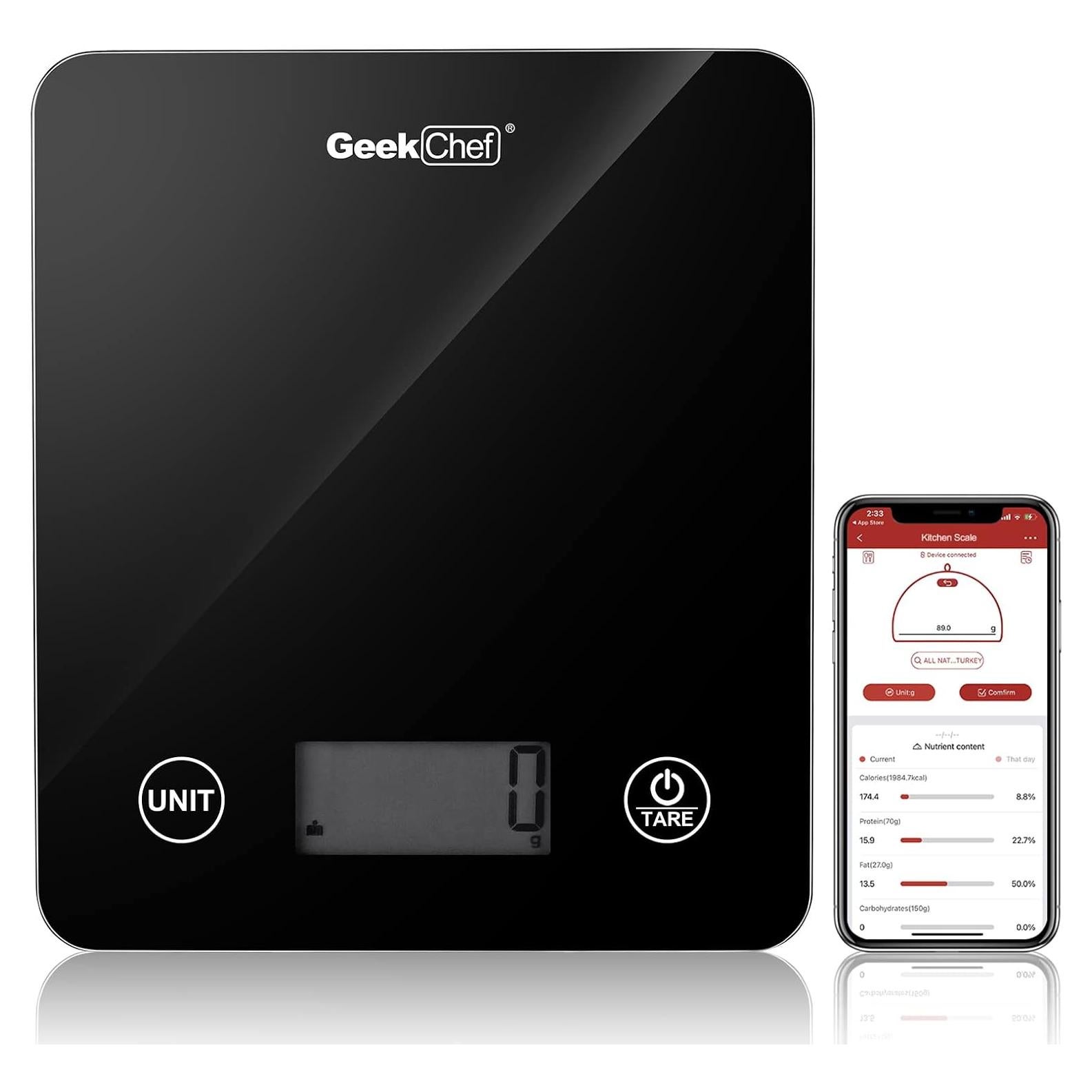 Escala Digital Geek Chef Inteligente 5 kg Vidrio Negro