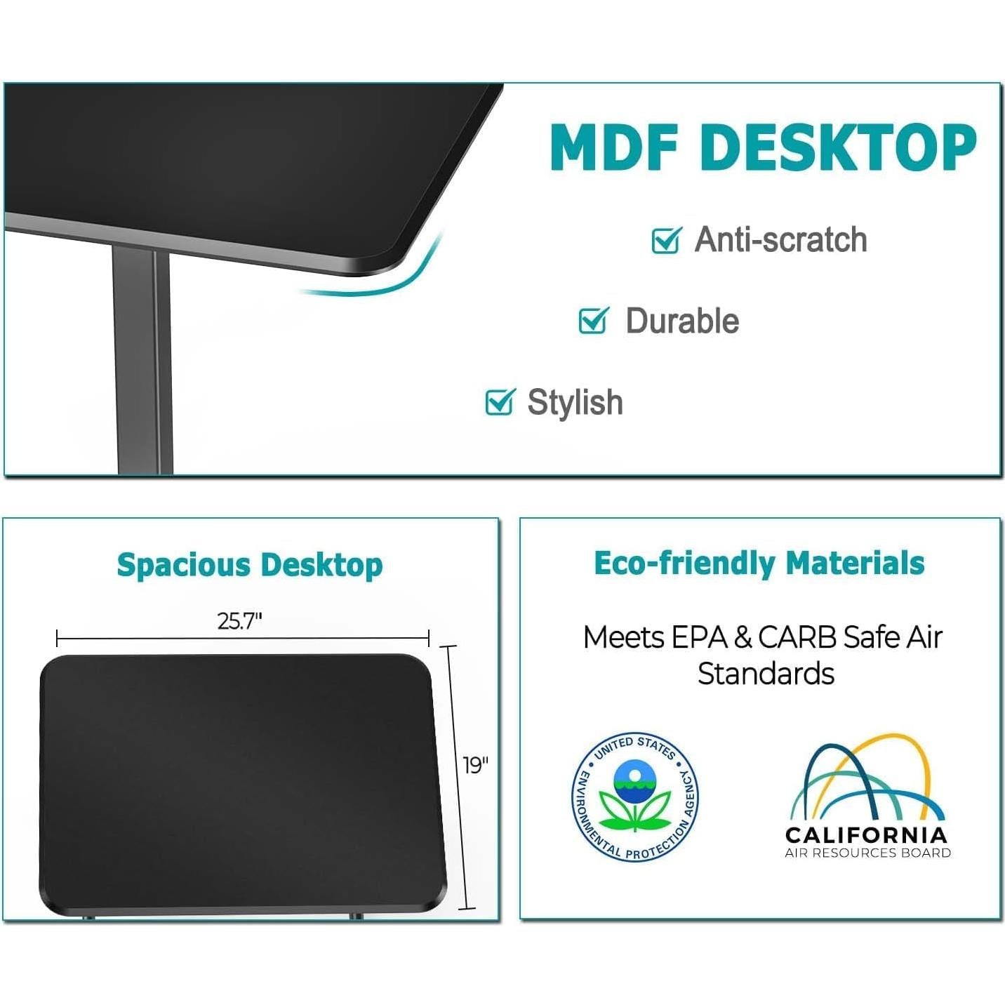 Escritorio de Pie Móvil DUMOS Altura Ajustable 19" Negro