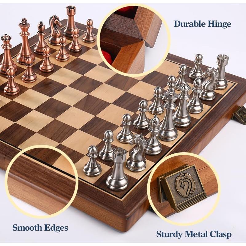 Juego de Ajedrez Plegable de Madera de Nogal 15 cm - Ajedrez