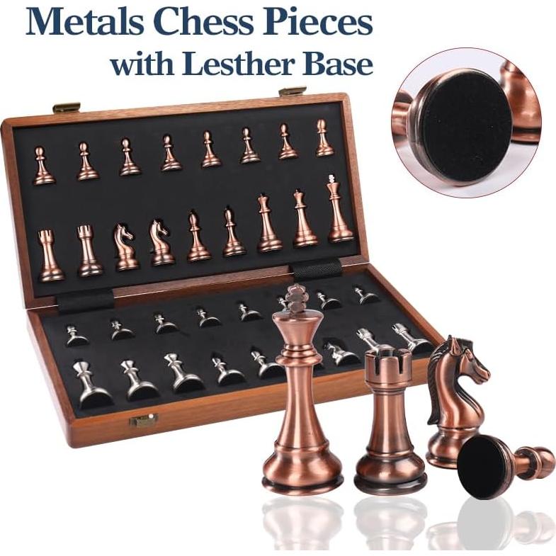 Juego de Ajedrez Plegable de Madera de Nogal 15 cm - Ajedrez