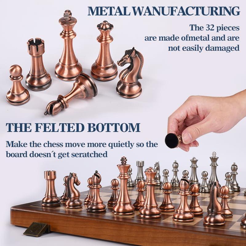 Juego de Ajedrez Plegable de Madera de Nogal 15 cm - Ajedrez