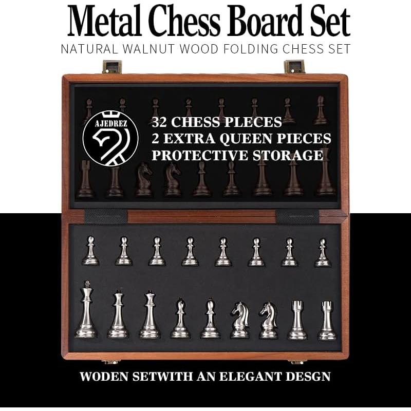 Juego de Ajedrez Plegable de Madera de Nogal 15 cm - Ajedrez