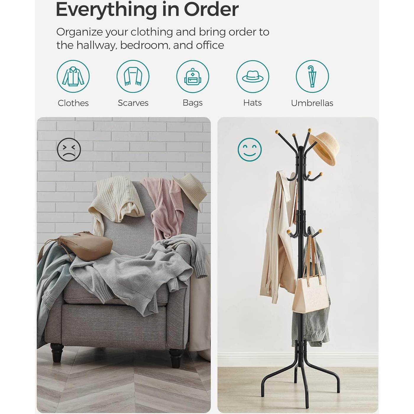 Perchero Independiente SONGMICS URCR031B01 Metal Negro 12 Ganchos