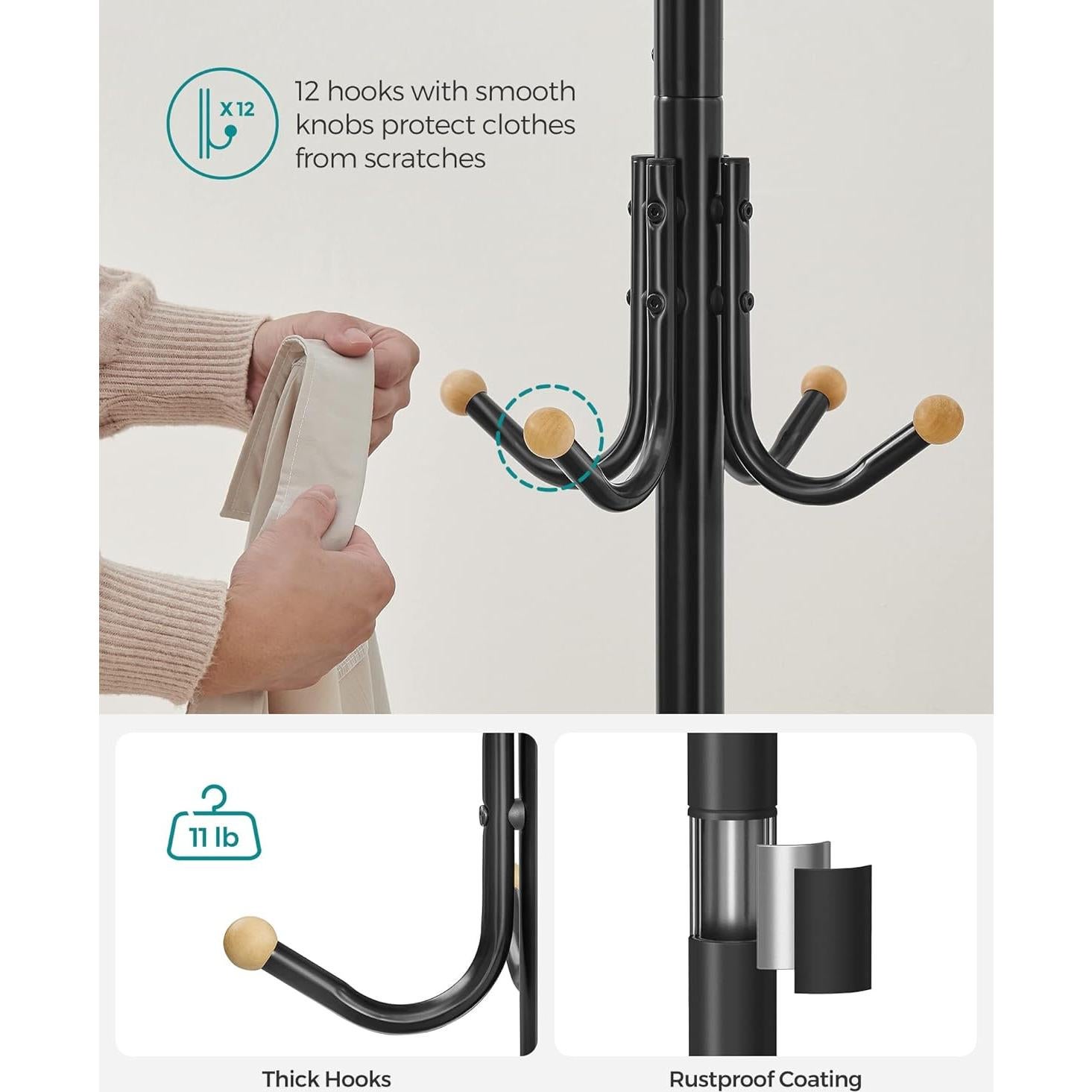 Perchero Independiente SONGMICS URCR031B01 Metal Negro 12 Ganchos