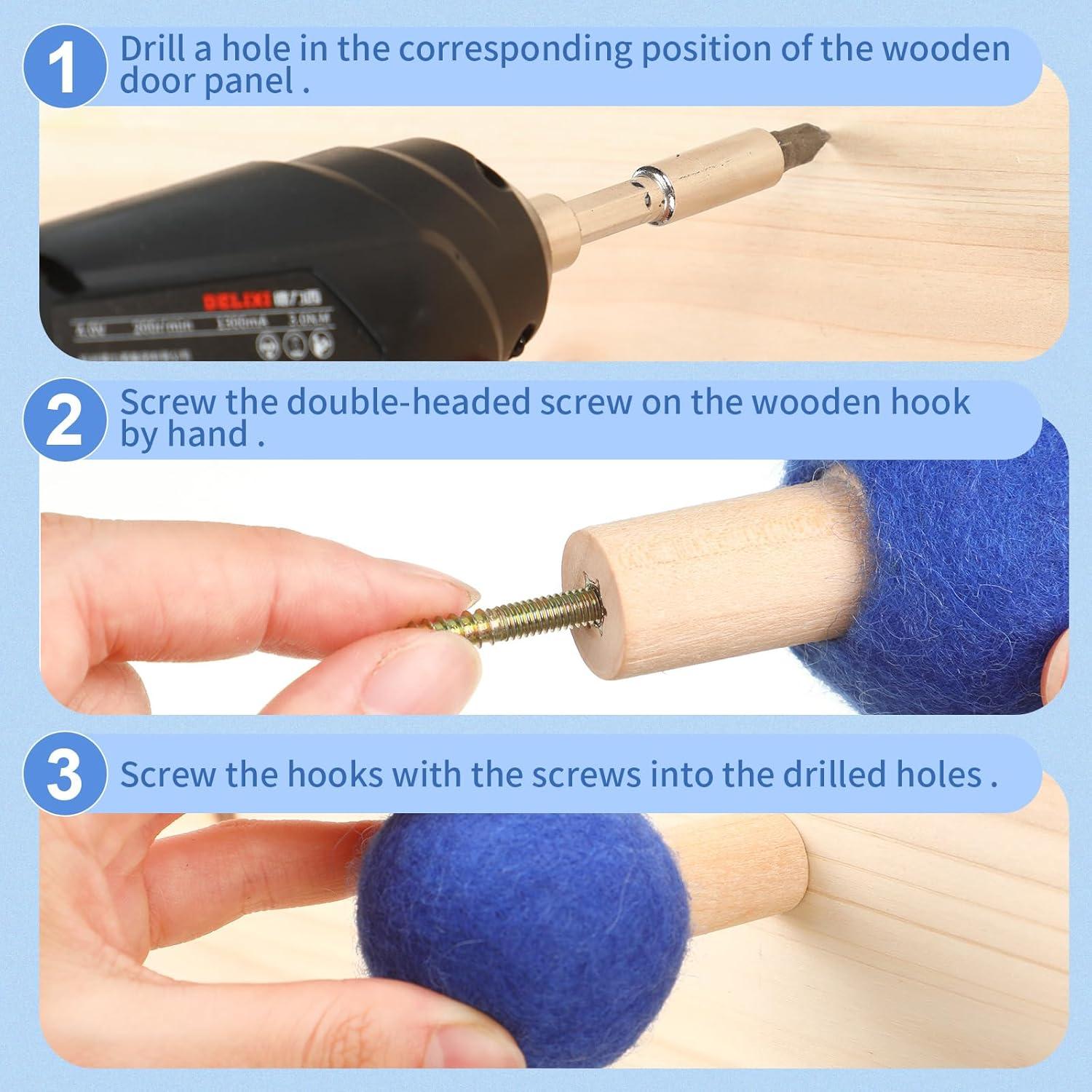 6 Ganchos de Pared Redondos Memorywuu de Madera Azul