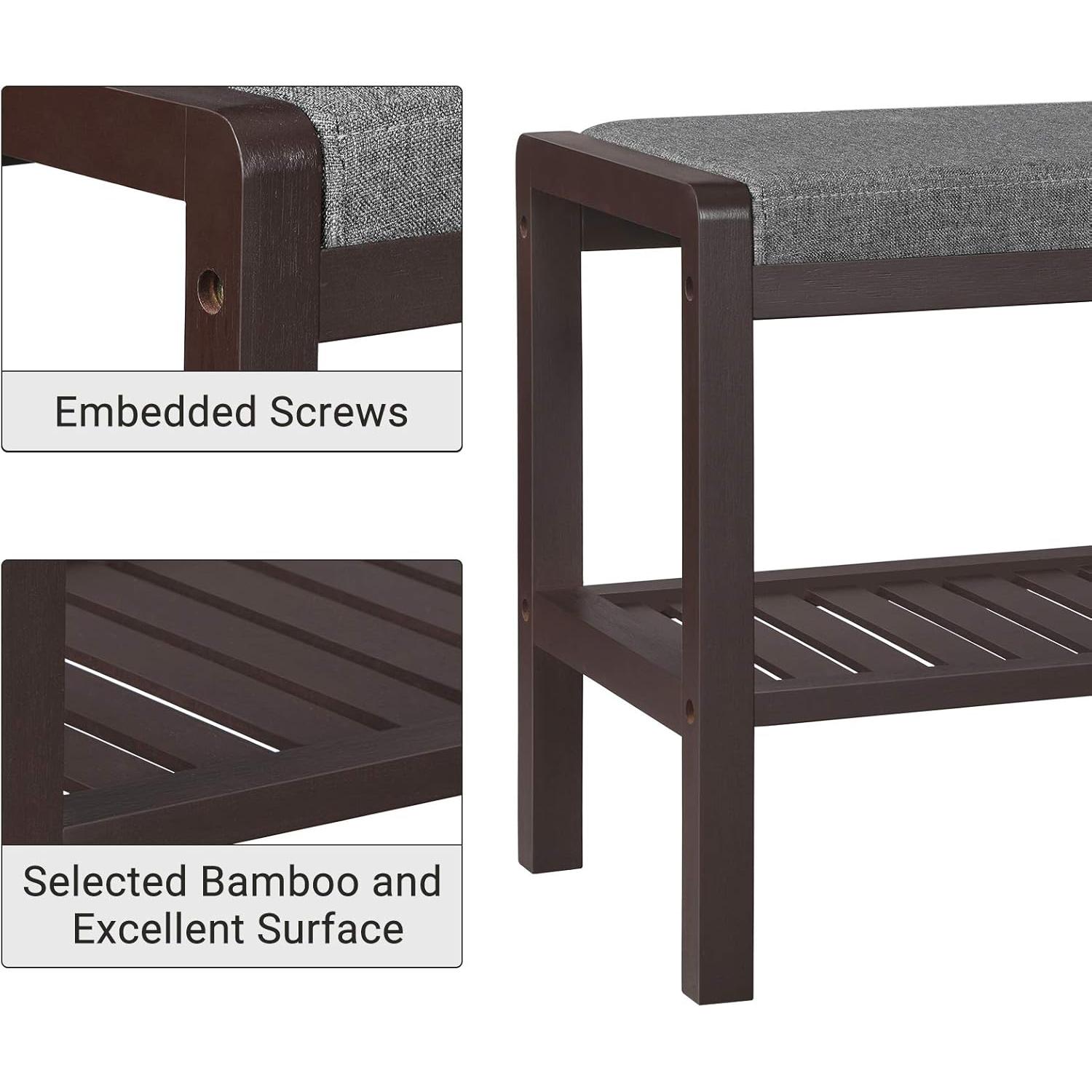 Banco para Zapatos SONGMICS ULBS65C con Cojín, 158 kg