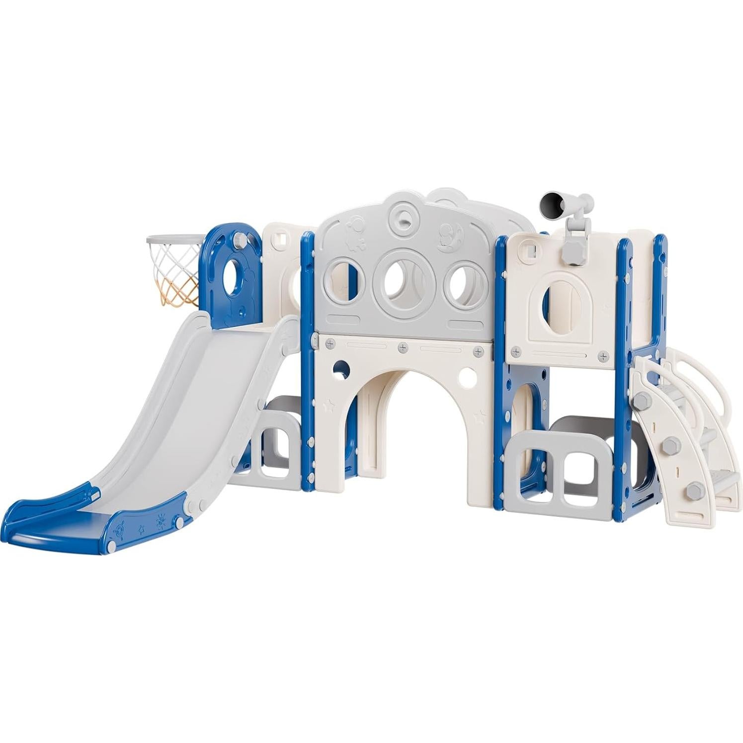 Tobogán 8 en 1 Babytronic para Niños 1-3 Años Azul y Gris