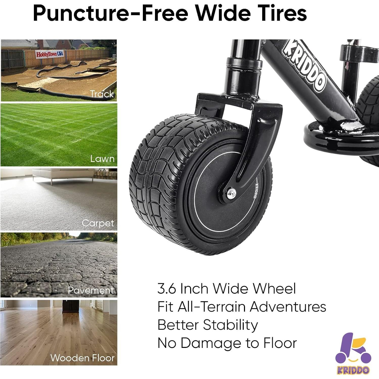 Bicicleta de Equilibrio KRIDDO para Niños 1-2 Años Negra