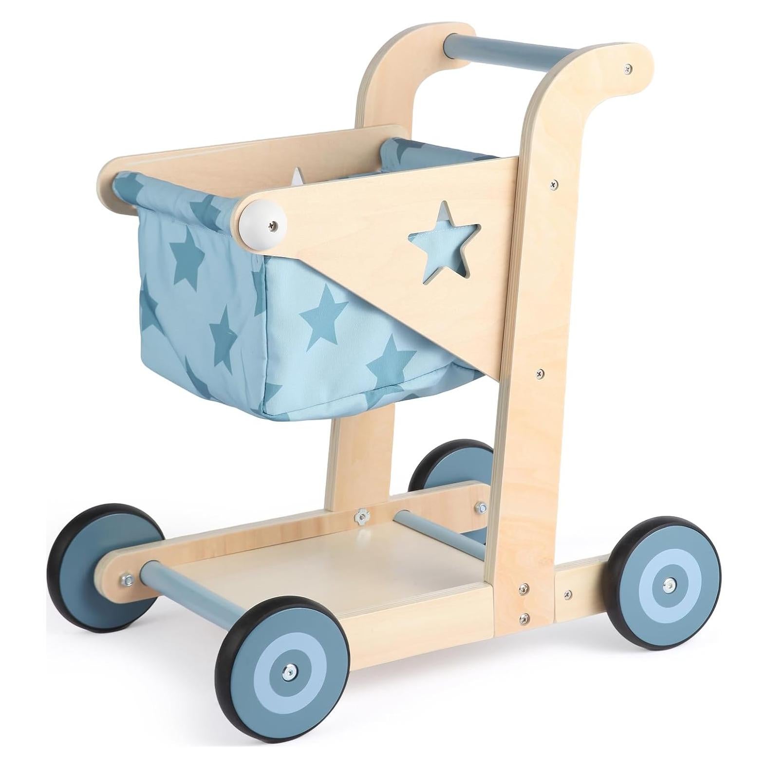 Andador de Madera Asweets 2 en 1 Carrito de Compras Azul