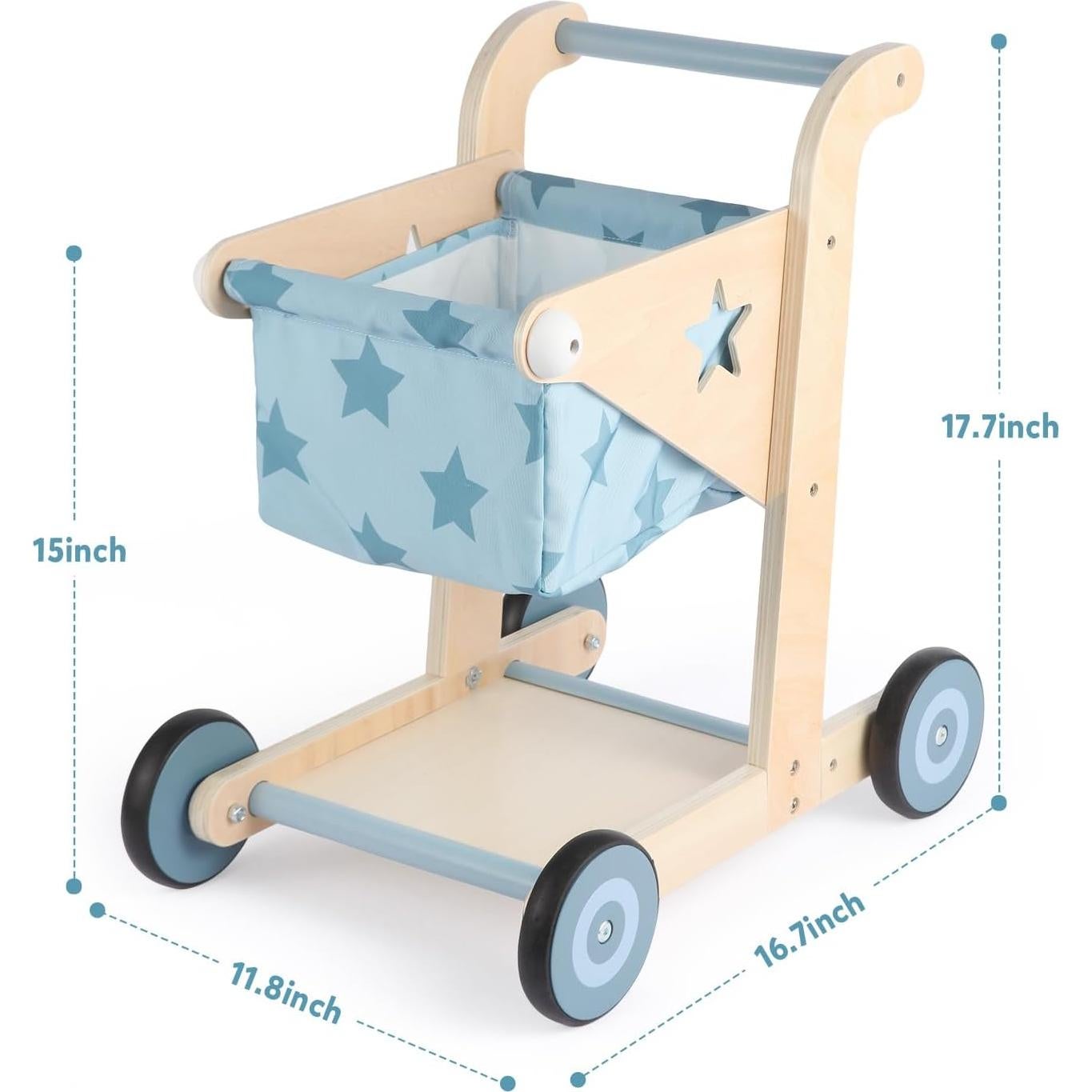 Andador de Madera Asweets 2 en 1 Carrito de Compras Azul