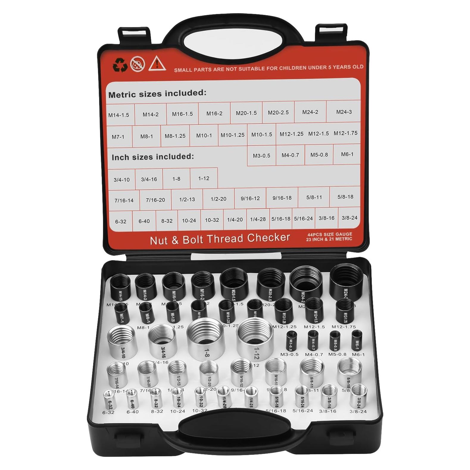 Verificador de Roscas Comfylichi 44 Medidores Estándar y Métrico