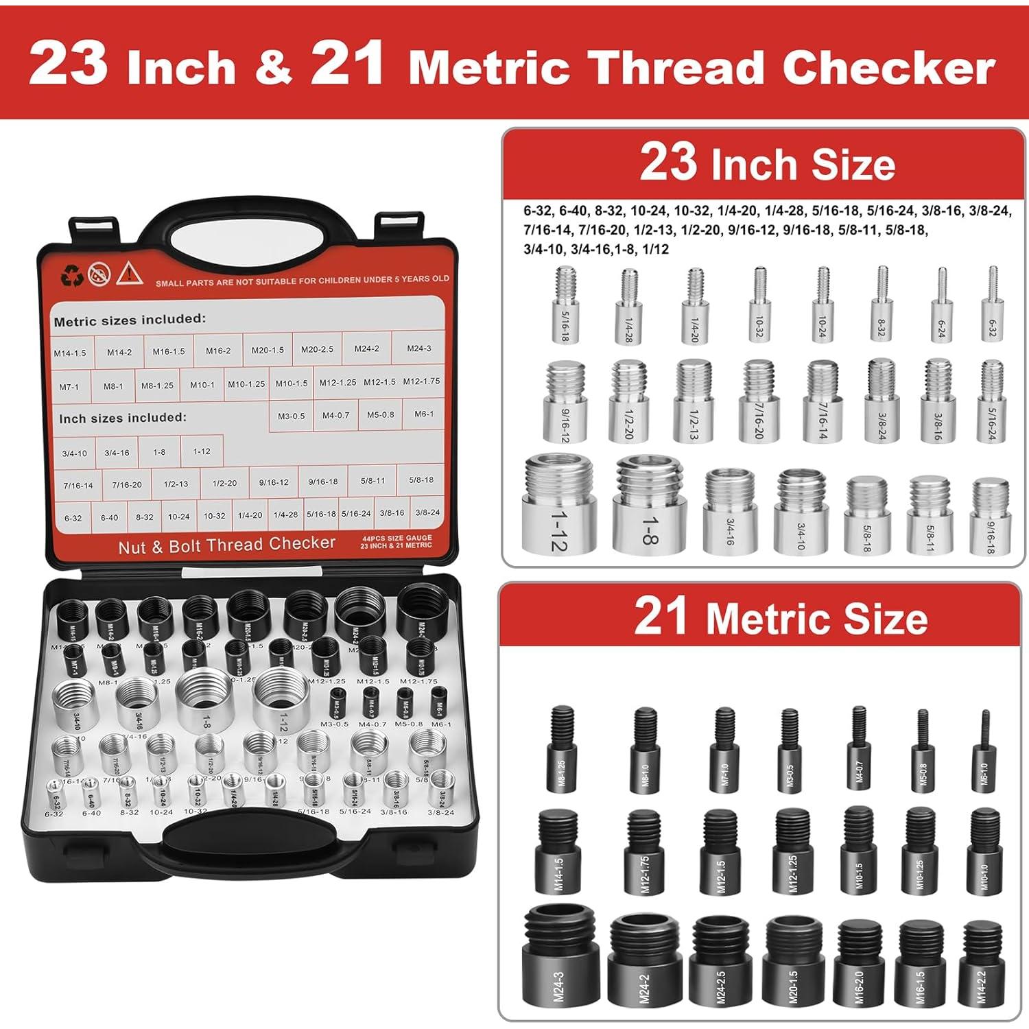 Verificador de Roscas Comfylichi 44 Medidores Estándar y Métrico
